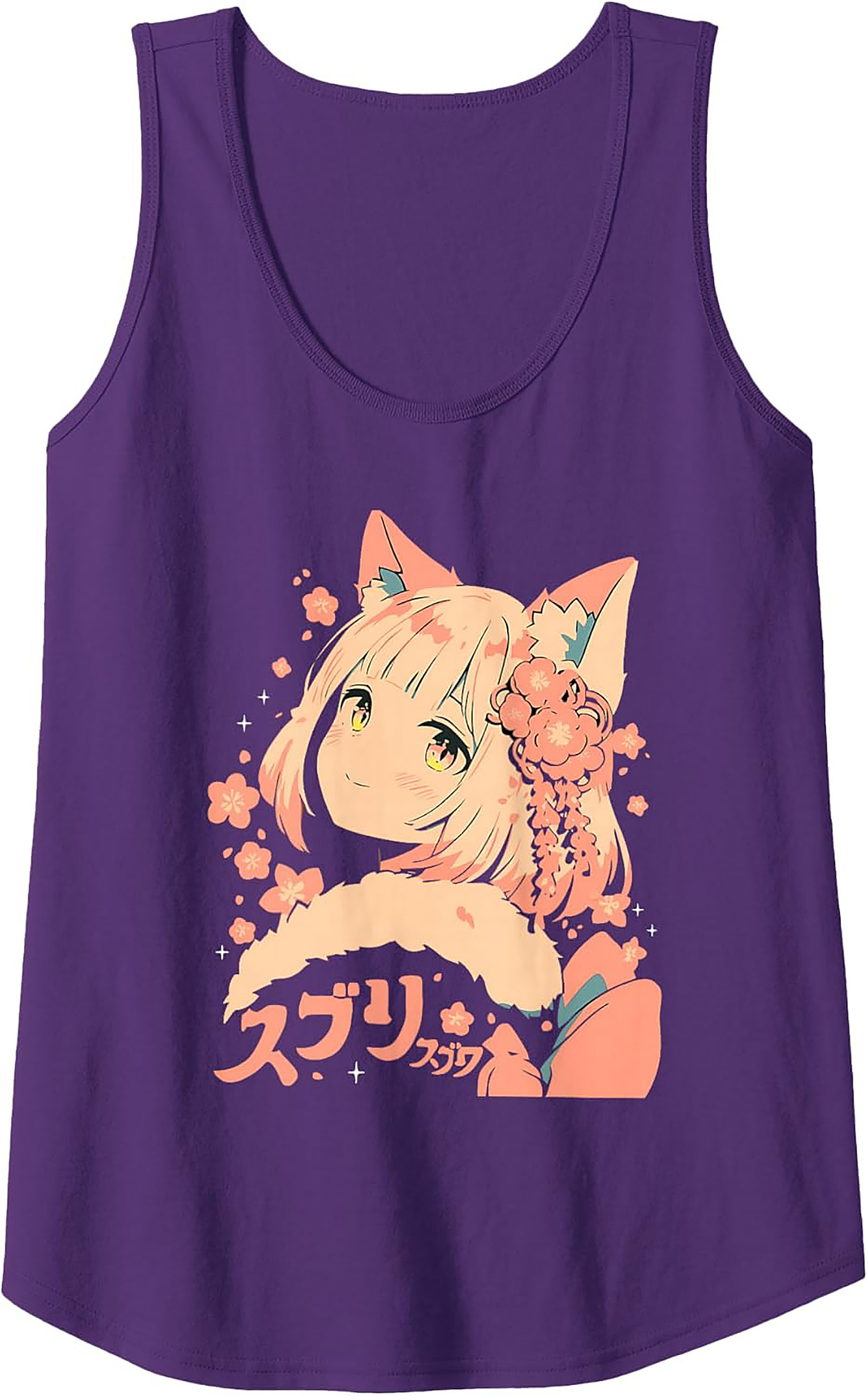 Kawaii Kitsune Anime Graphic Tank Top | Summer Sleeveless
