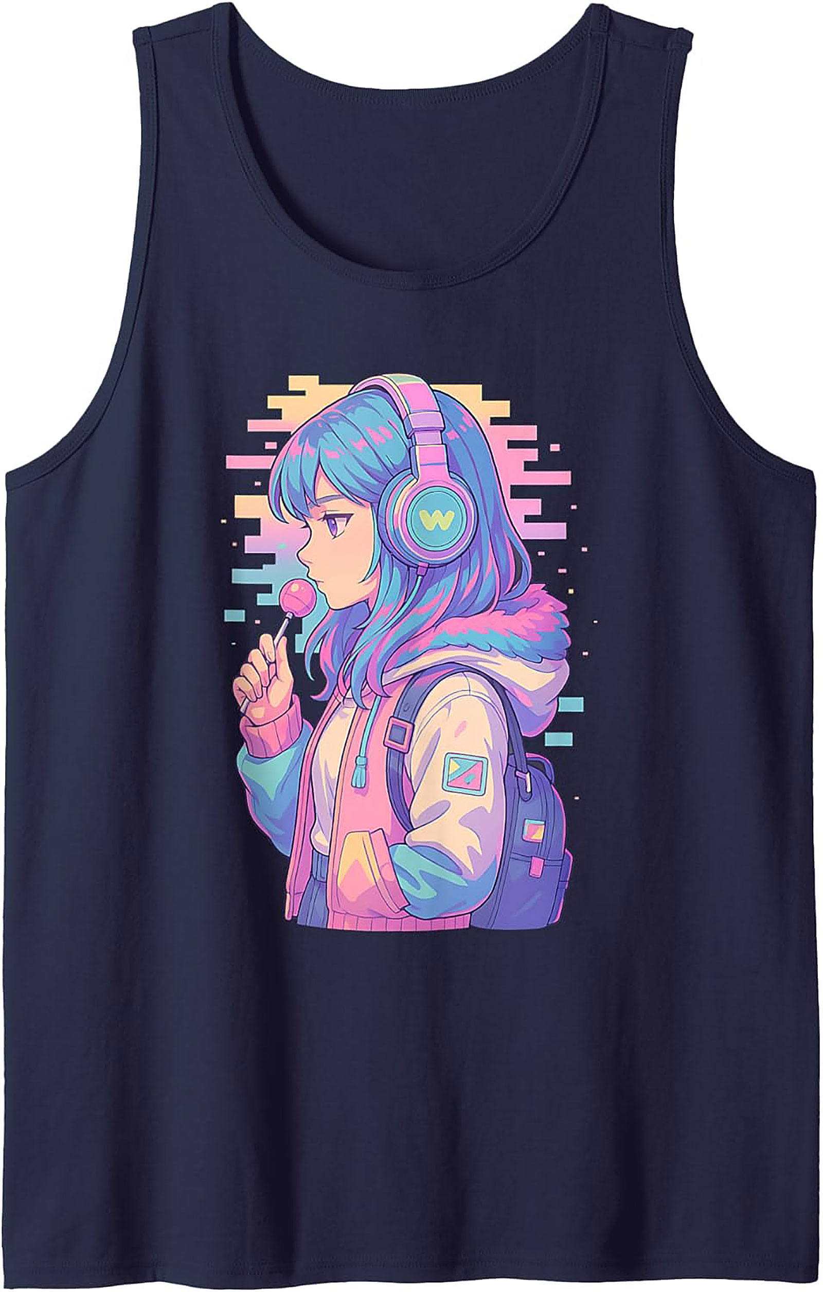 Vaporwave Anime Girl Graphic Tank Top | Aesthetic Summer Wear