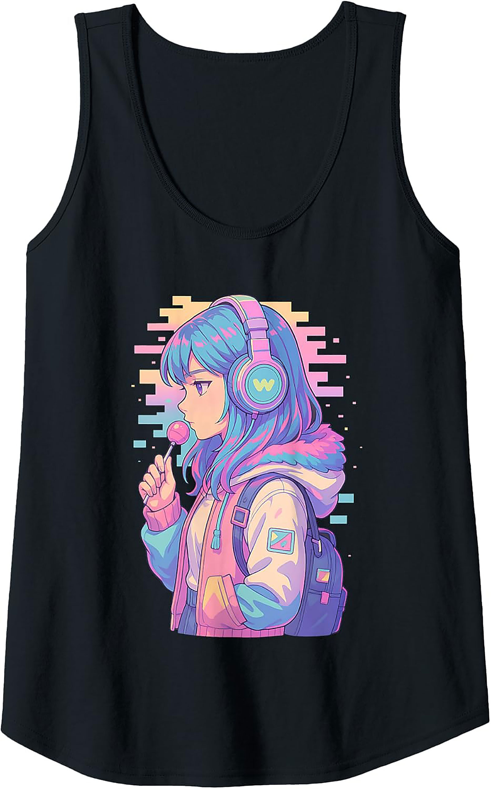 Vaporwave Anime Girl Graphic Tank Top | Aesthetic Summer Wear