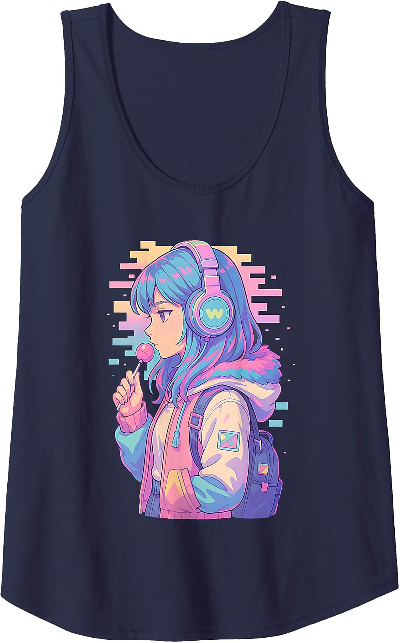 Vaporwave Anime Girl Graphic Tank Top | Aesthetic Summer Wear