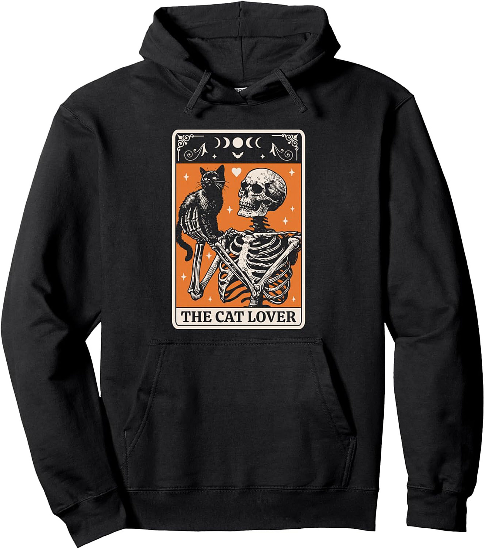 Gothic Cat Lover Tarot Card Skeleton Pullover Hoodie