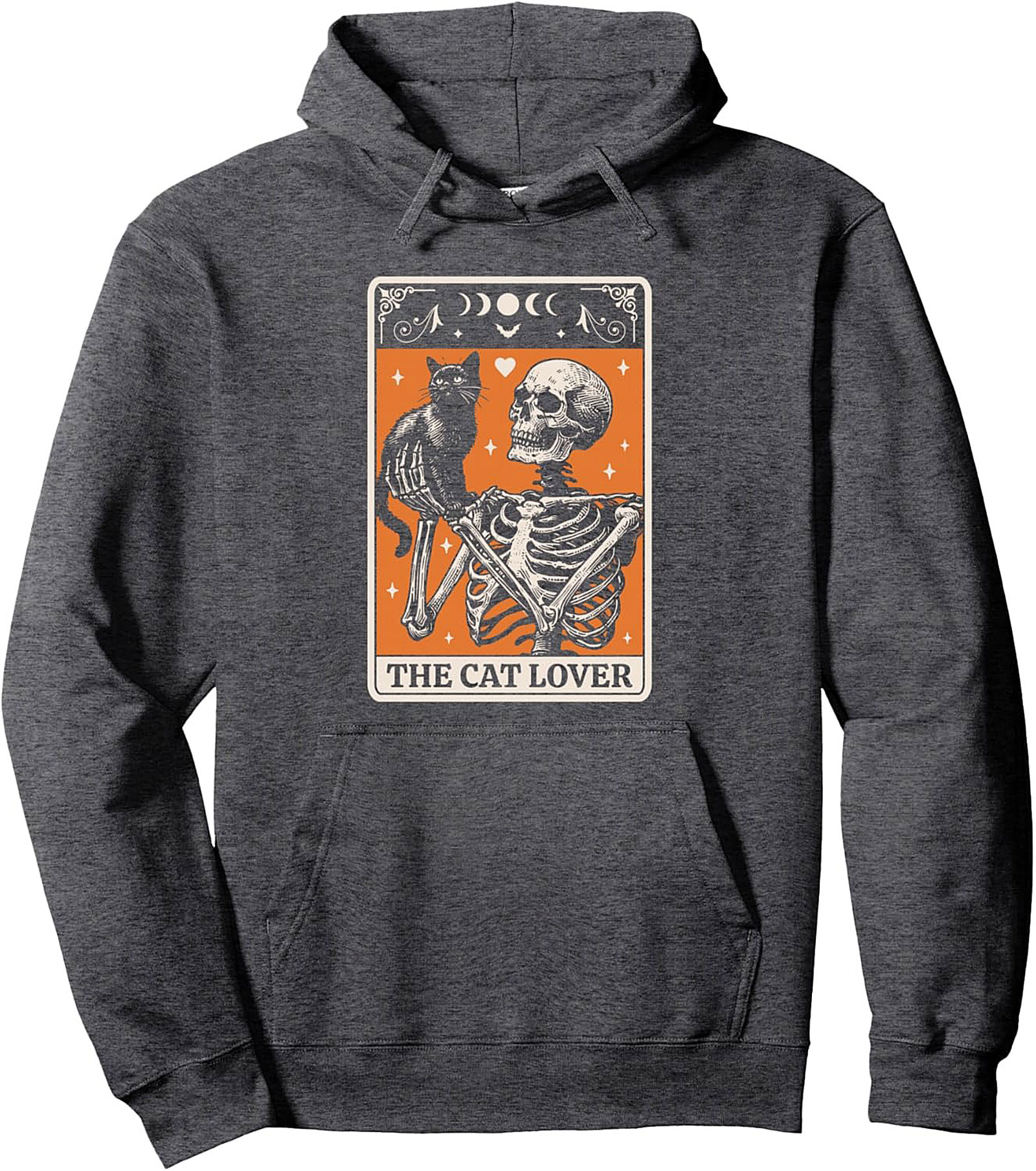 Gothic Cat Lover Tarot Card Skeleton Pullover Hoodie