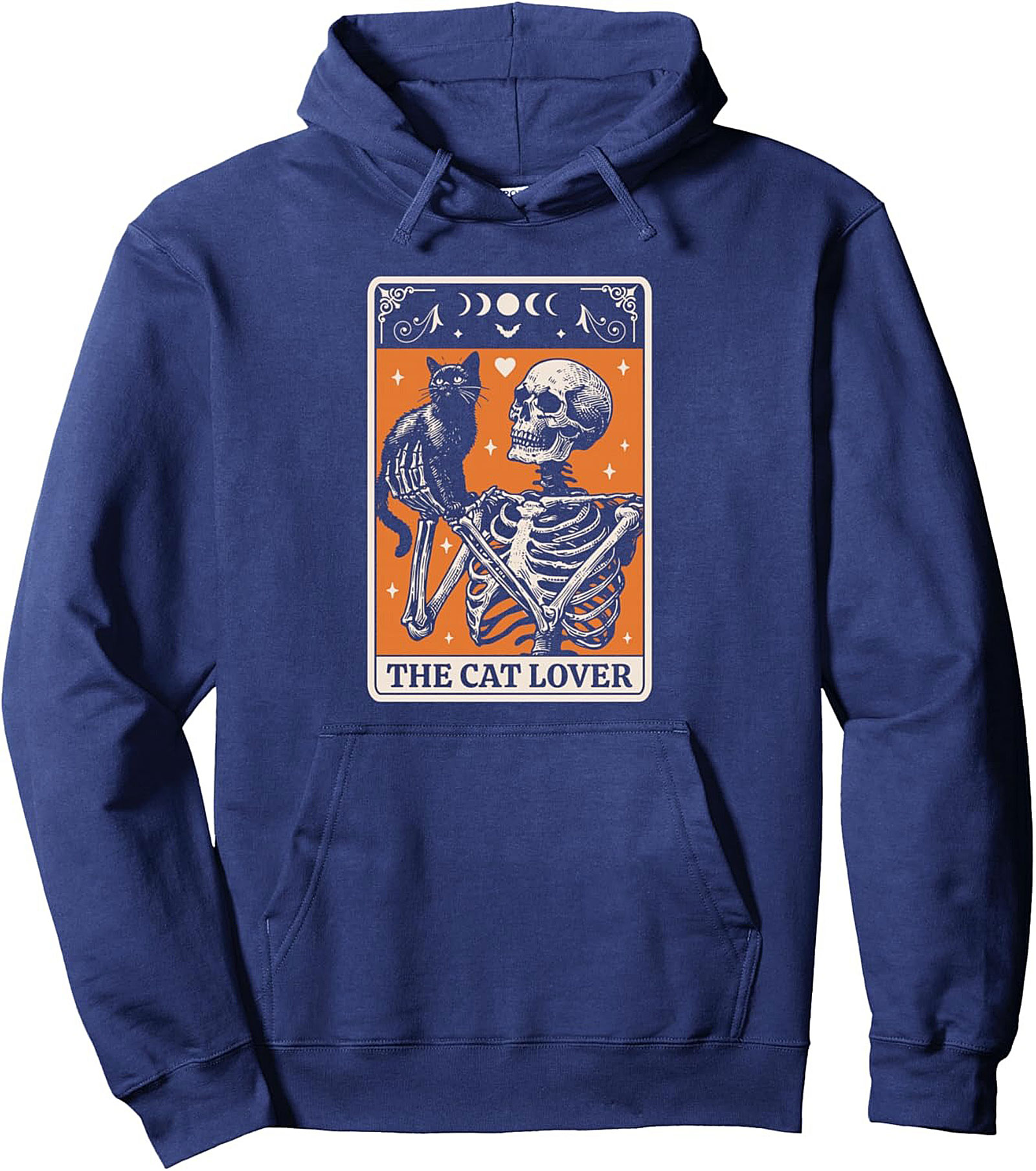 Gothic Cat Lover Tarot Card Skeleton Pullover Hoodie