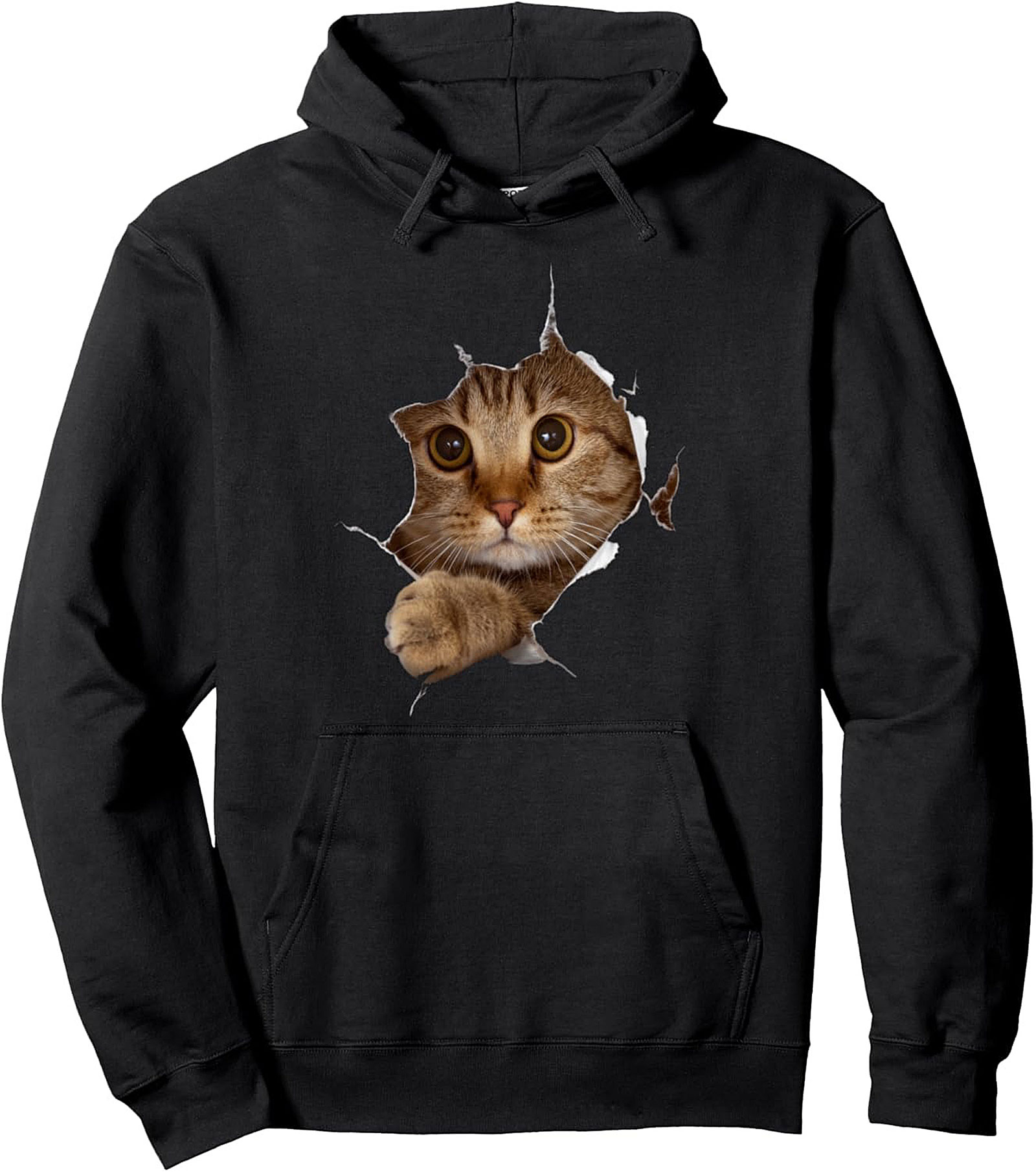 Cozy Tabby Cat Peeking Pullover Hoodie Unique Gift