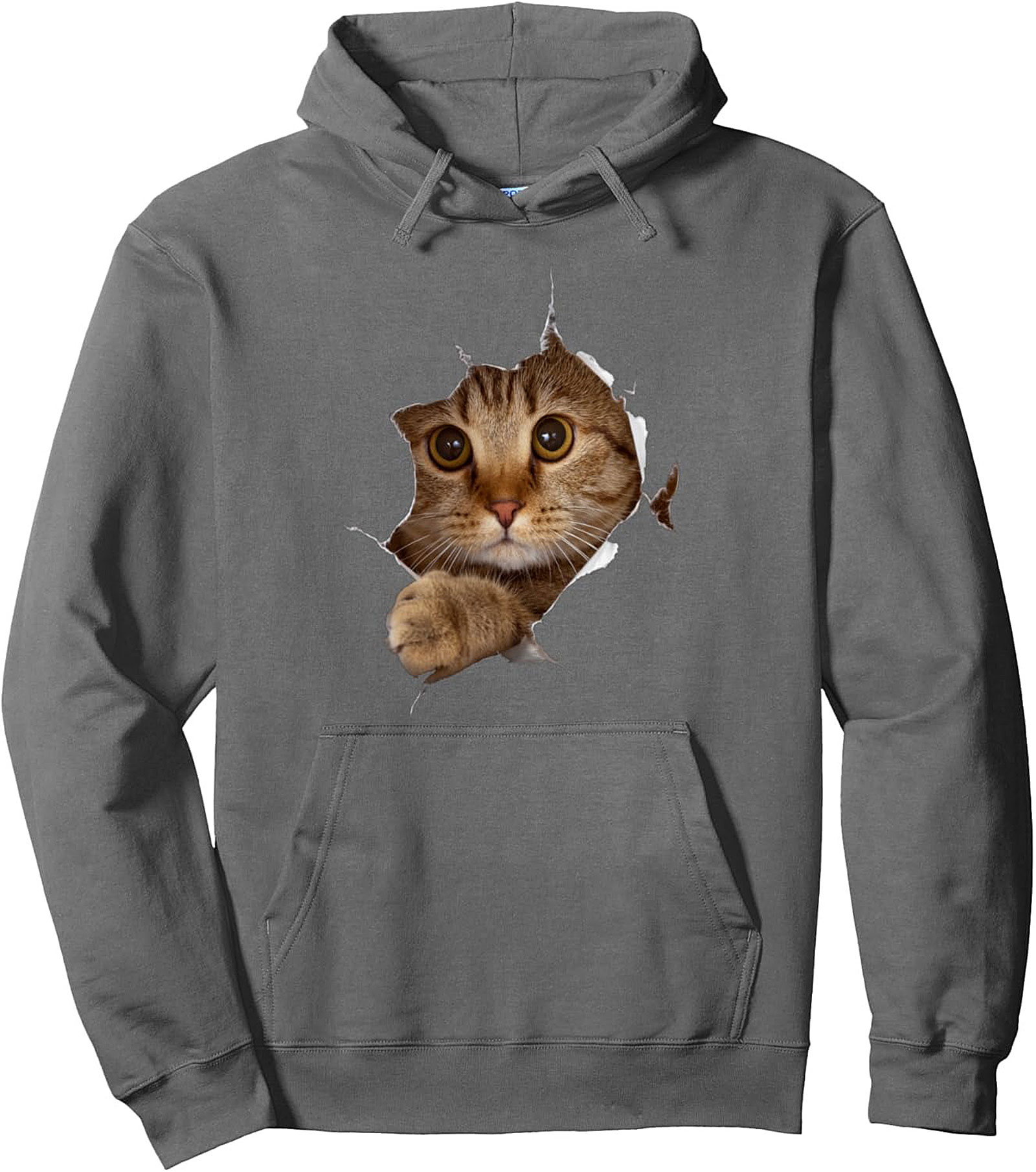 Cozy Tabby Cat Peeking Pullover Hoodie Unique Gift