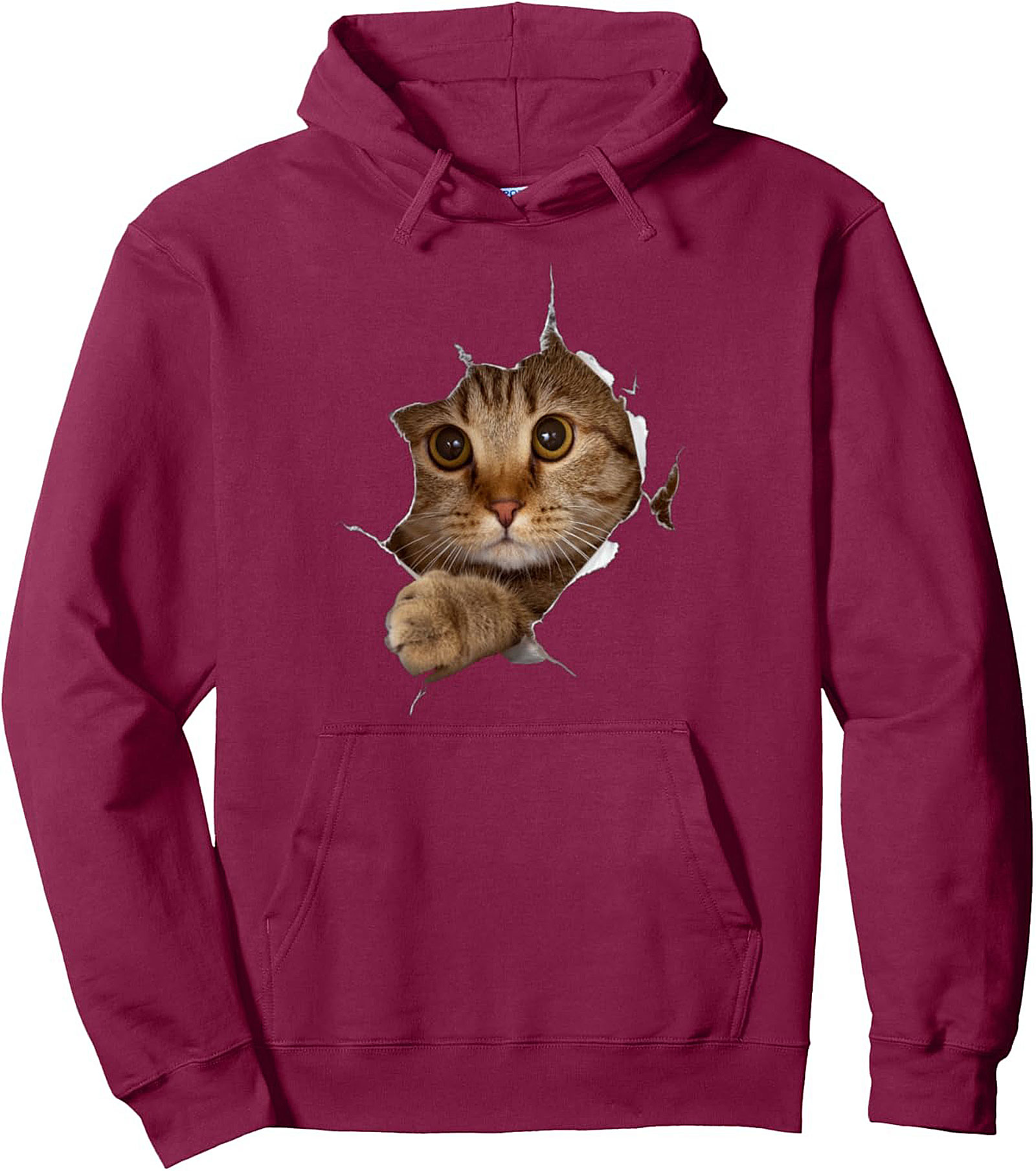 Cozy Tabby Cat Peeking Pullover Hoodie Unique Gift