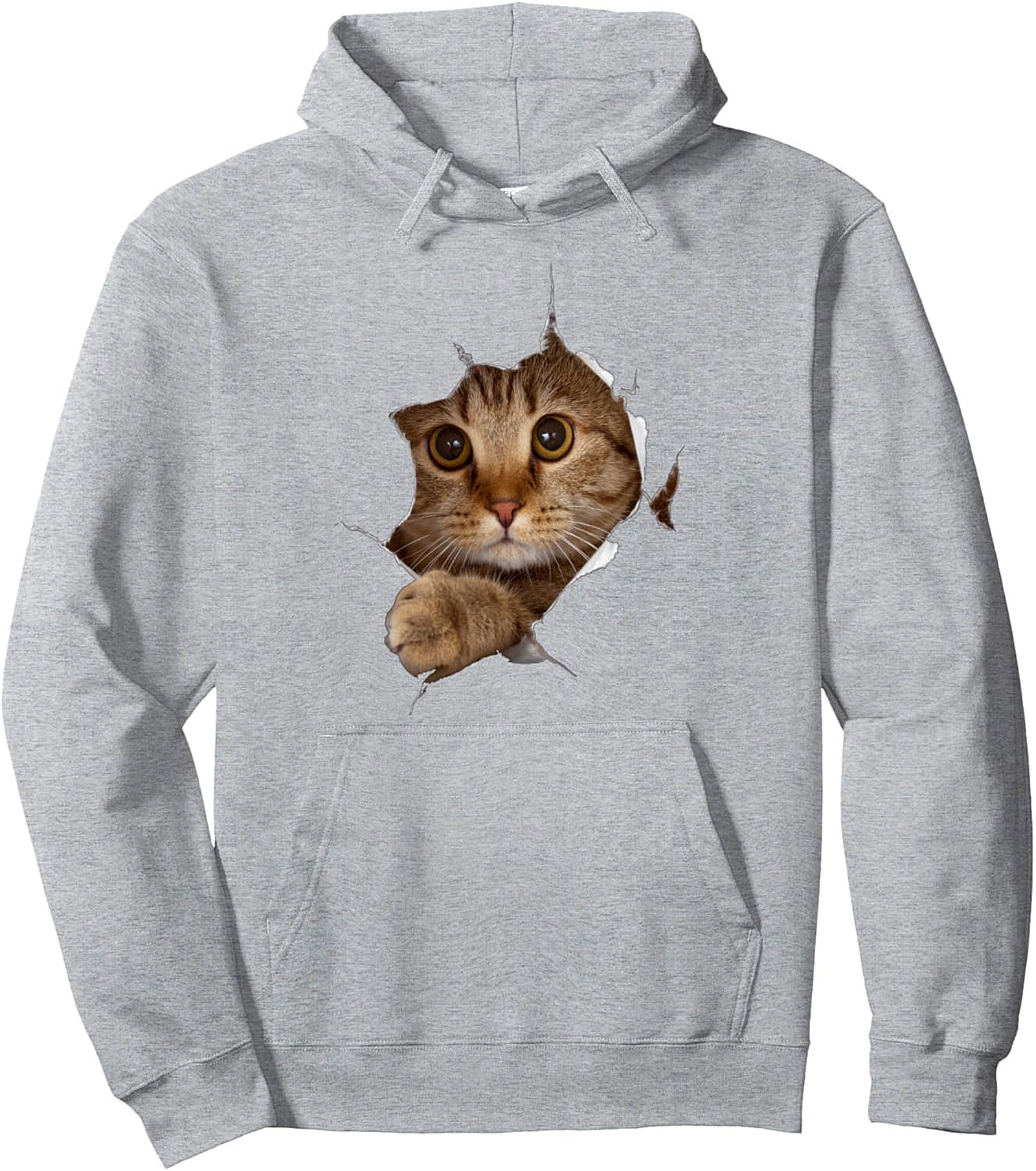Cozy Tabby Cat Peeking Pullover Hoodie Unique Gift