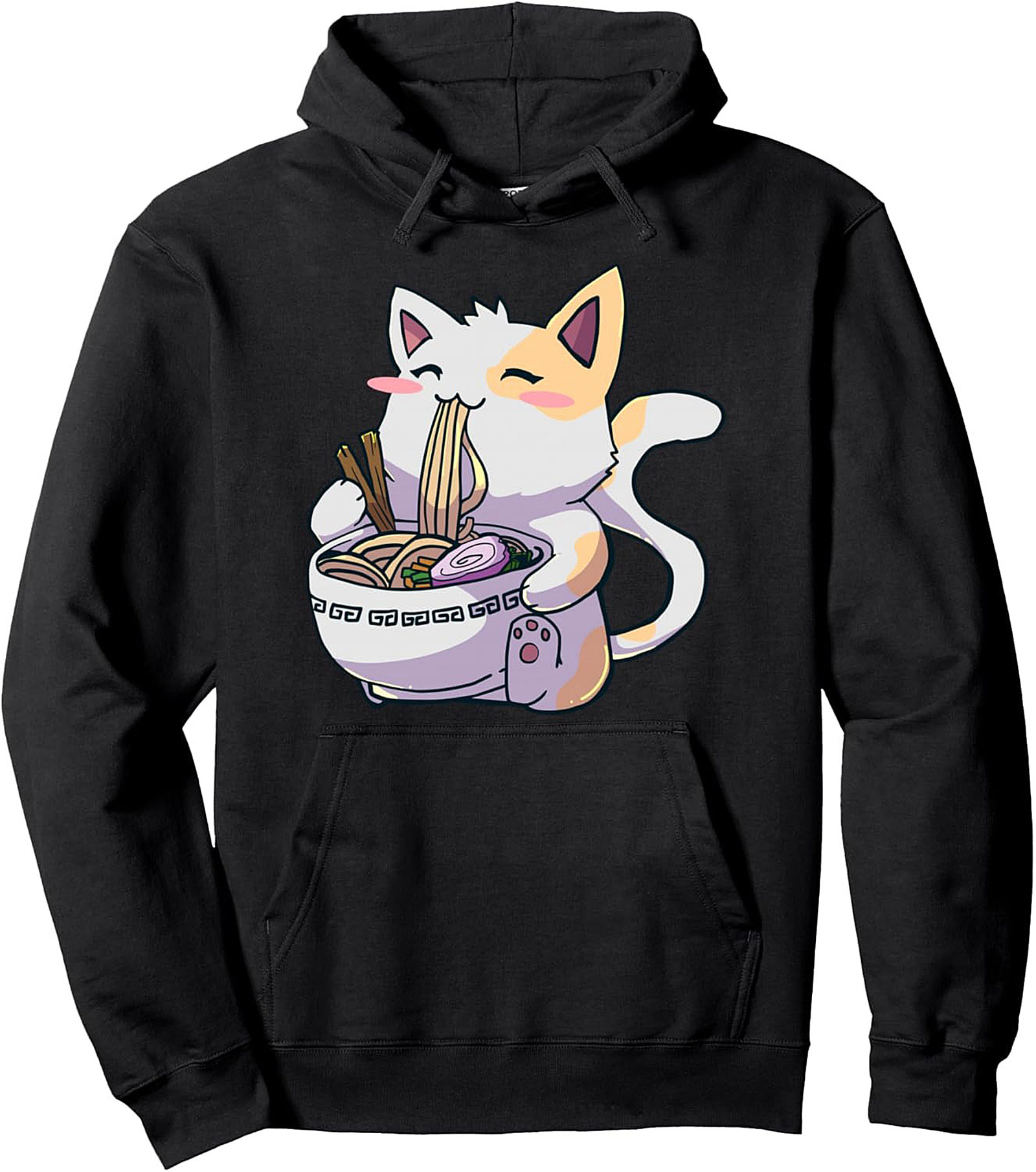 Cozy Ramen Cat Graphic Hoodie Cute Pullover Gift