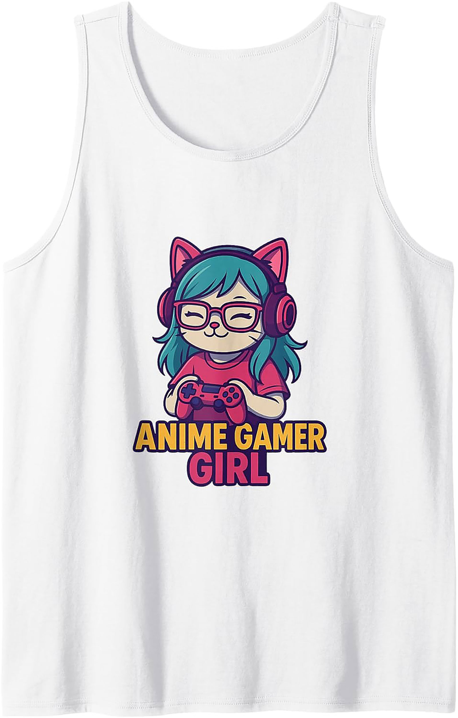 Anime Gamer Girl Graphic Tank | Soft Cotton Sleeveless Shirt