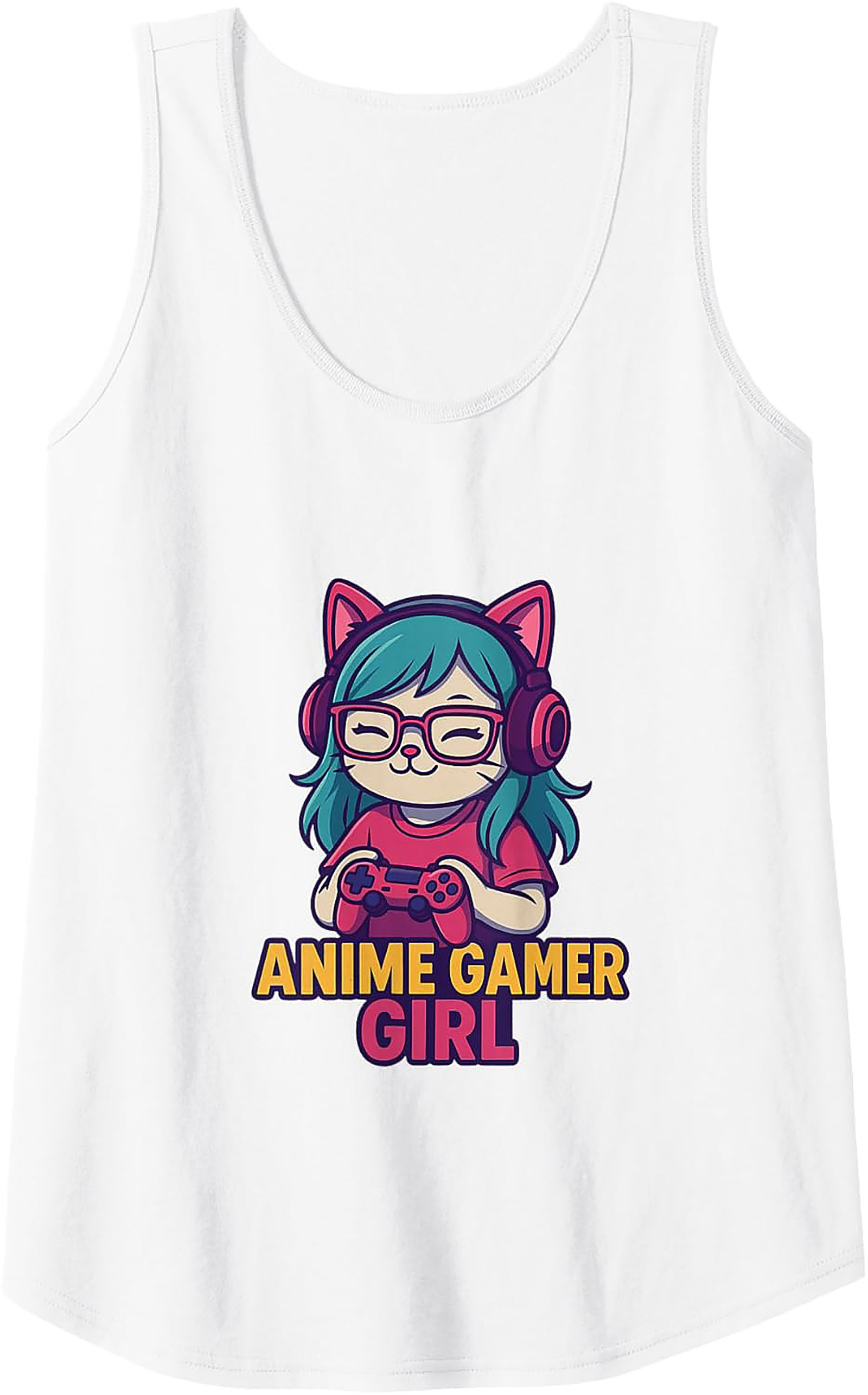 Anime Gamer Girl Graphic Tank | Soft Cotton Sleeveless Shirt