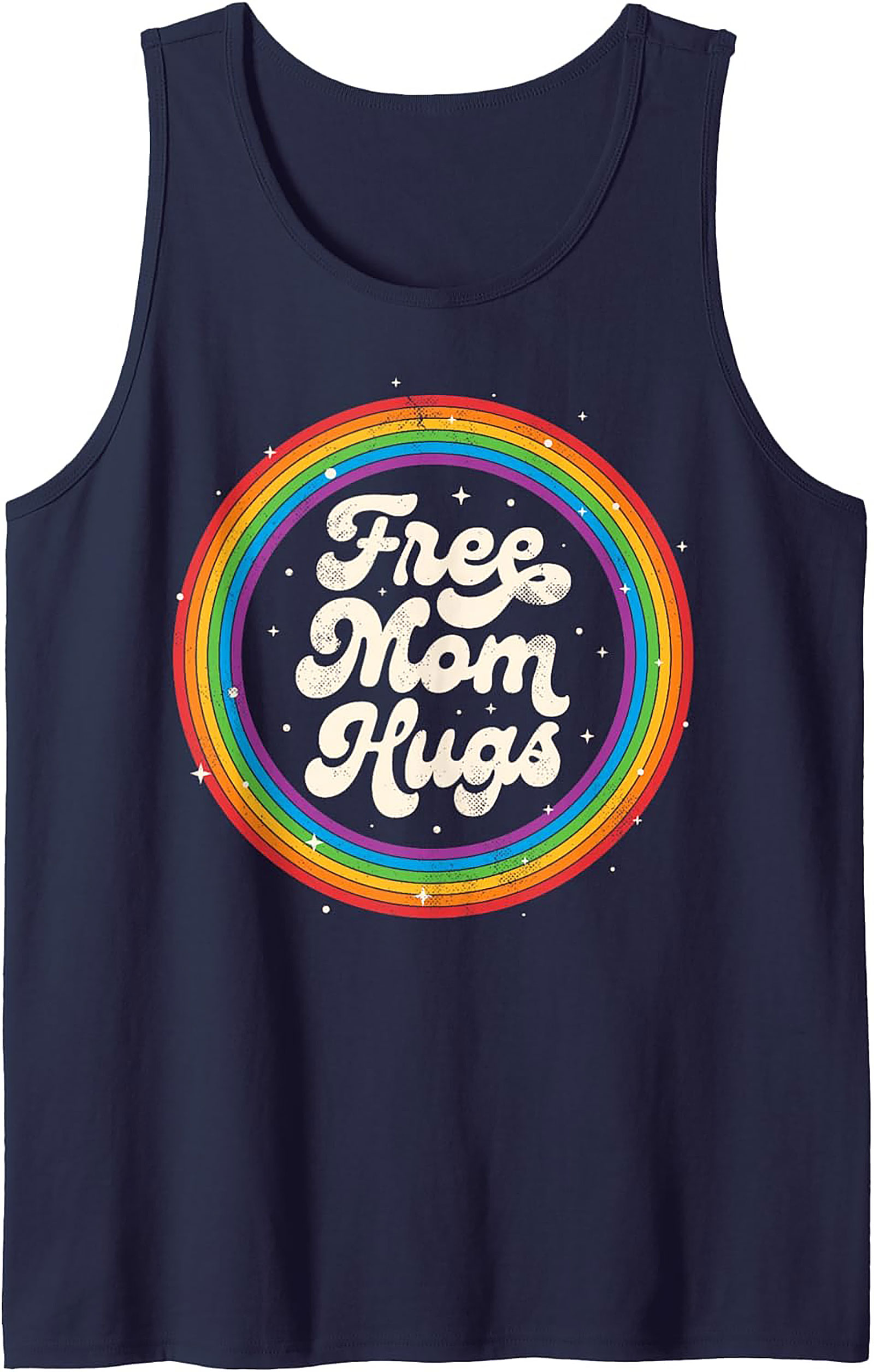 Free Mom Hugs Graphic Tank Vintage Rainbow Sleeveless Shirt