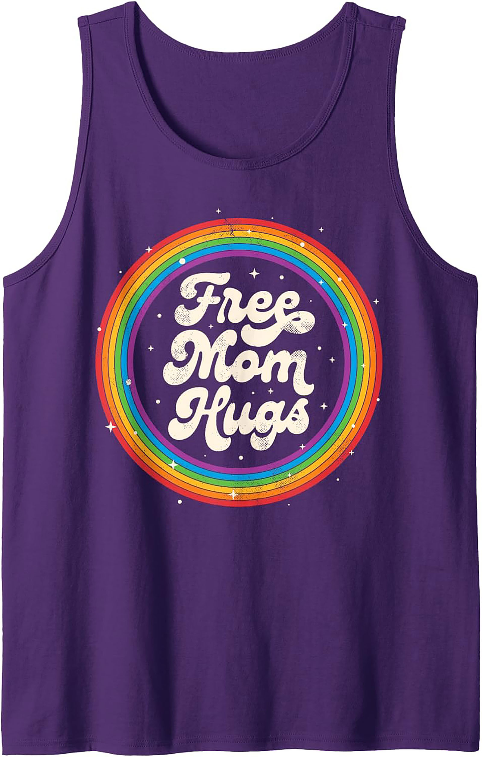 Free Mom Hugs Graphic Tank Vintage Rainbow Sleeveless Shirt