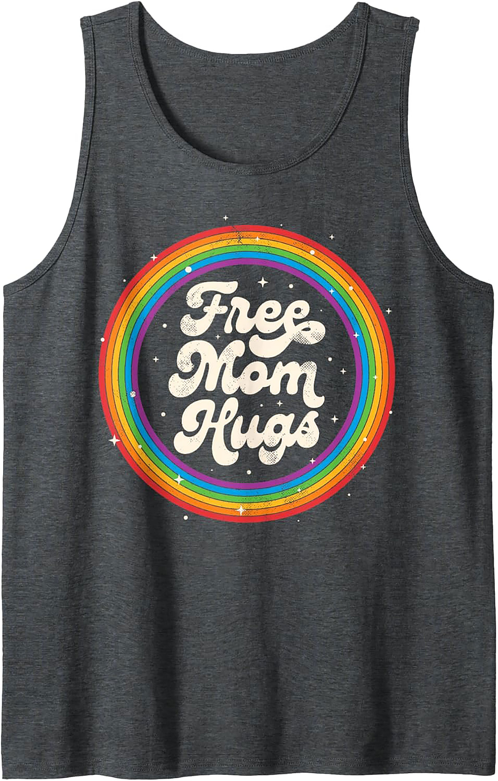 Free Mom Hugs Graphic Tank Vintage Rainbow Sleeveless Shirt