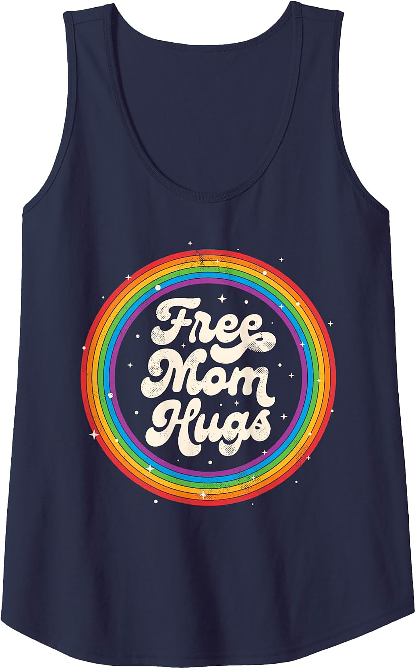 Free Mom Hugs Graphic Tank Vintage Rainbow Sleeveless Shirt