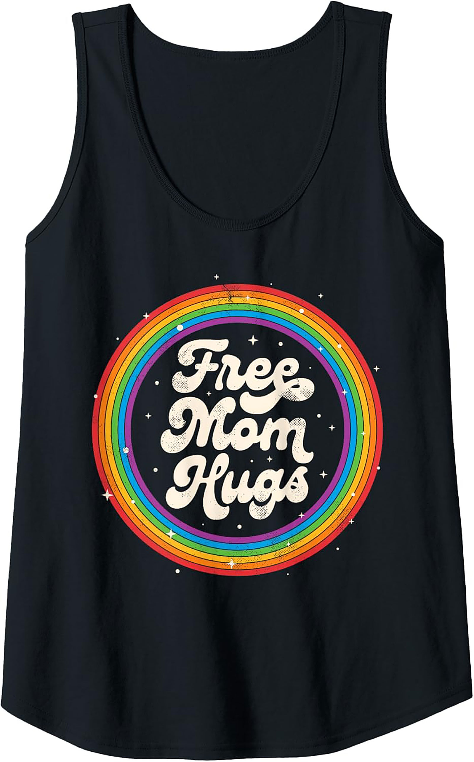 Free Mom Hugs Graphic Tank Vintage Rainbow Sleeveless Shirt