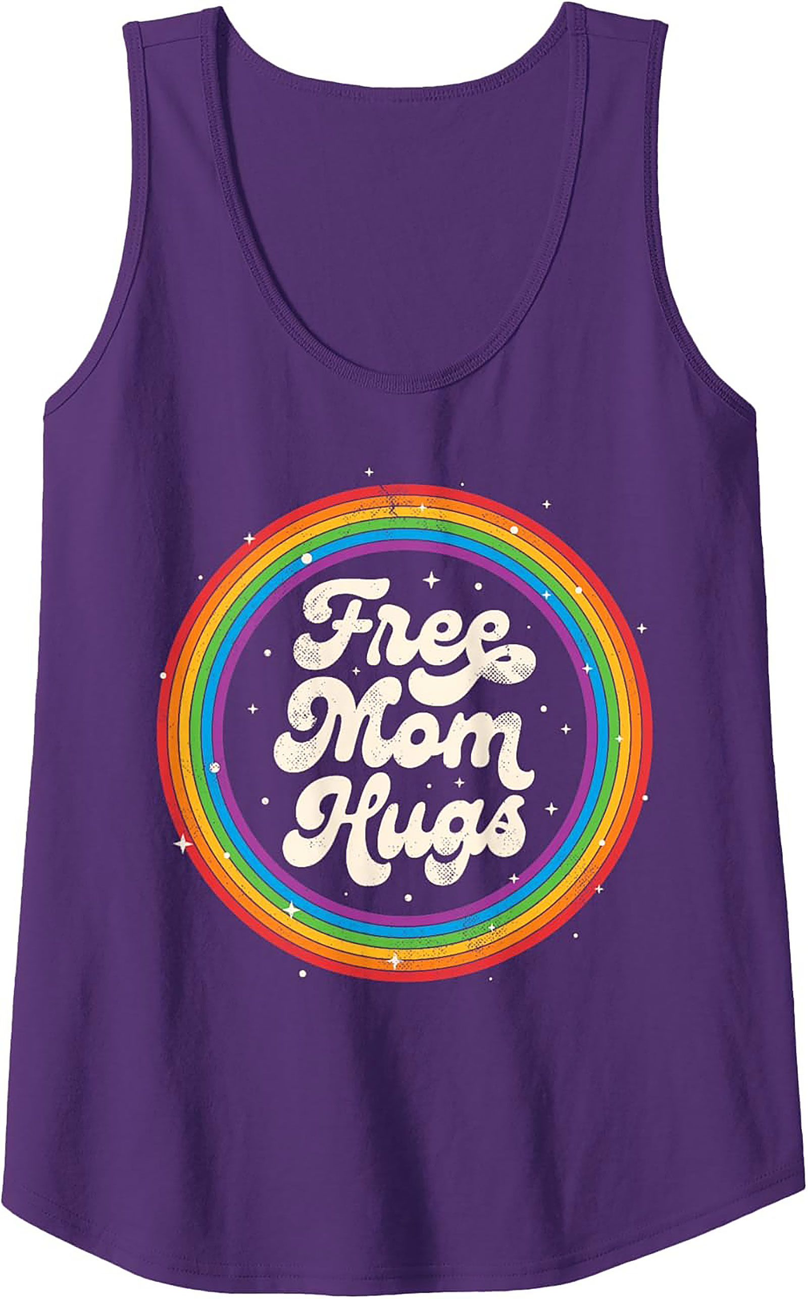 Free Mom Hugs Graphic Tank Vintage Rainbow Sleeveless Shirt