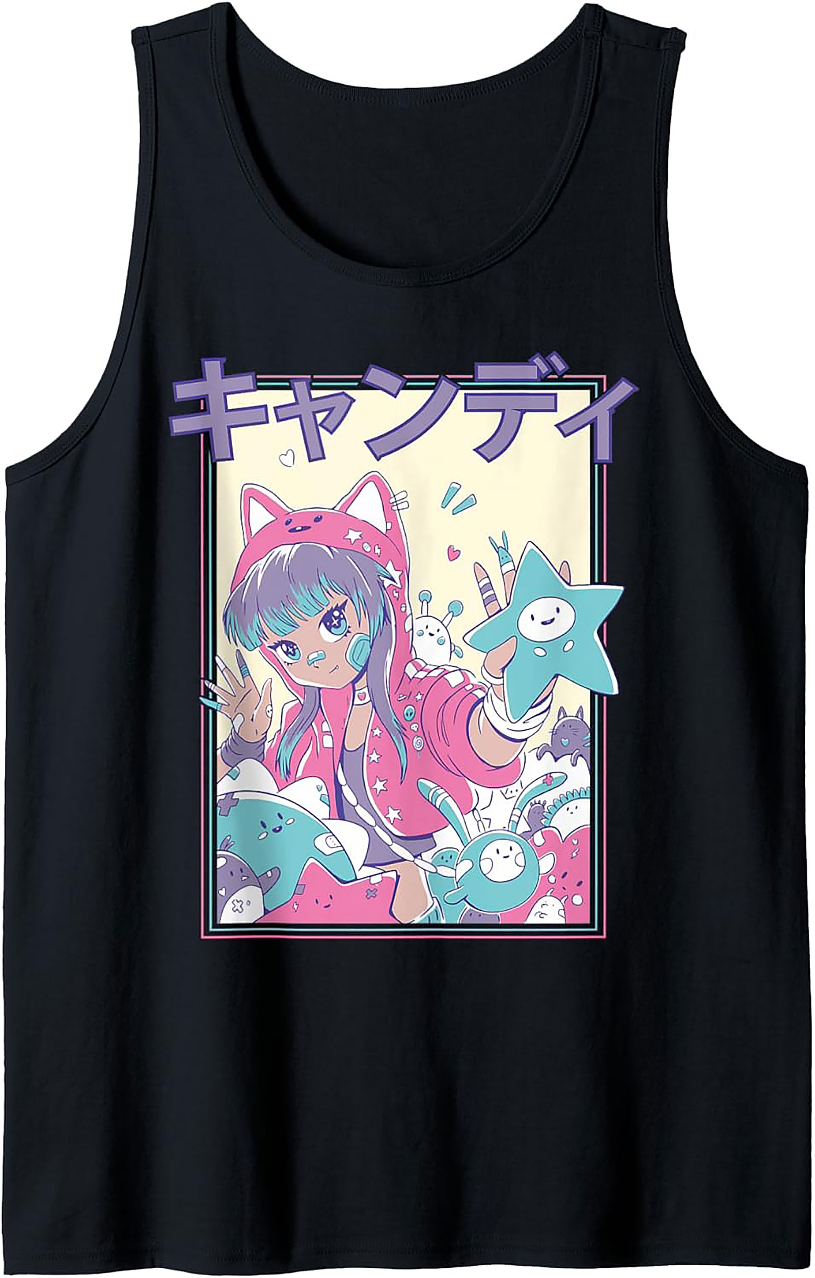 Kawaii Anime Tank Top | Pastel Cat Girl Graphic Tee