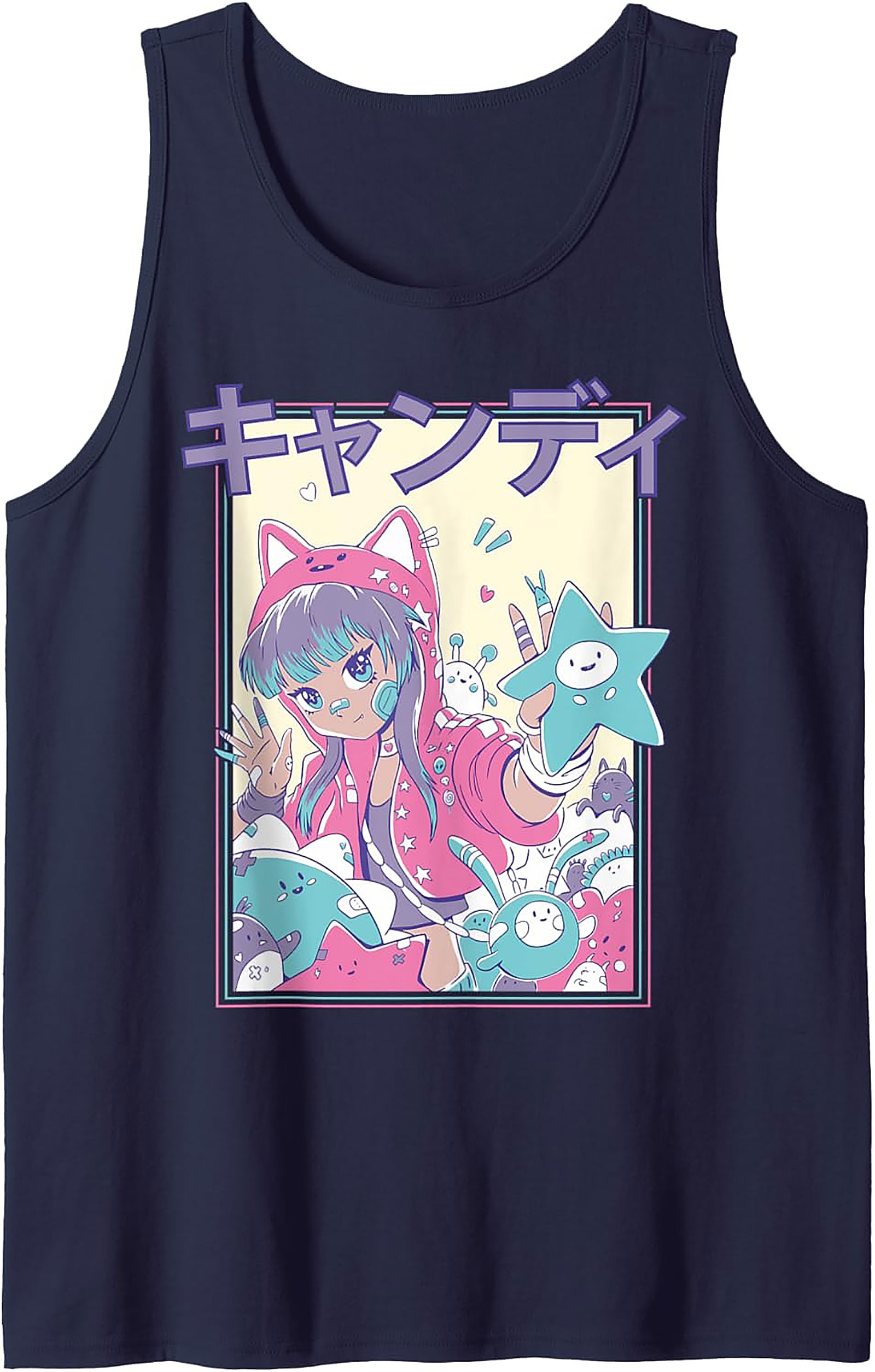 Kawaii Anime Tank Top | Pastel Cat Girl Graphic Tee