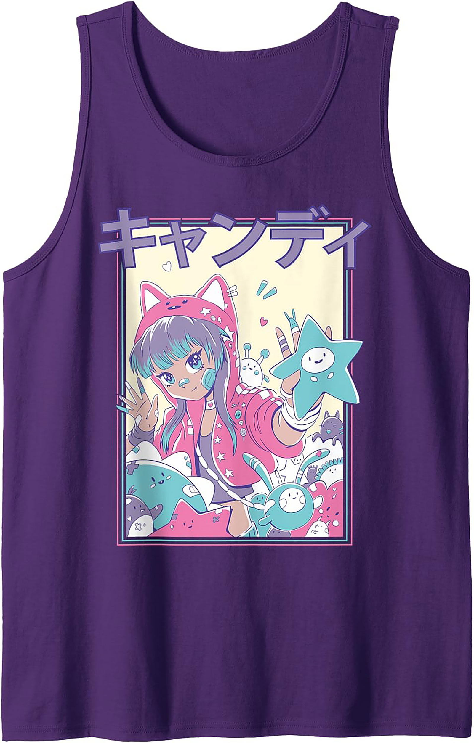 Kawaii Anime Tank Top | Pastel Cat Girl Graphic Tee