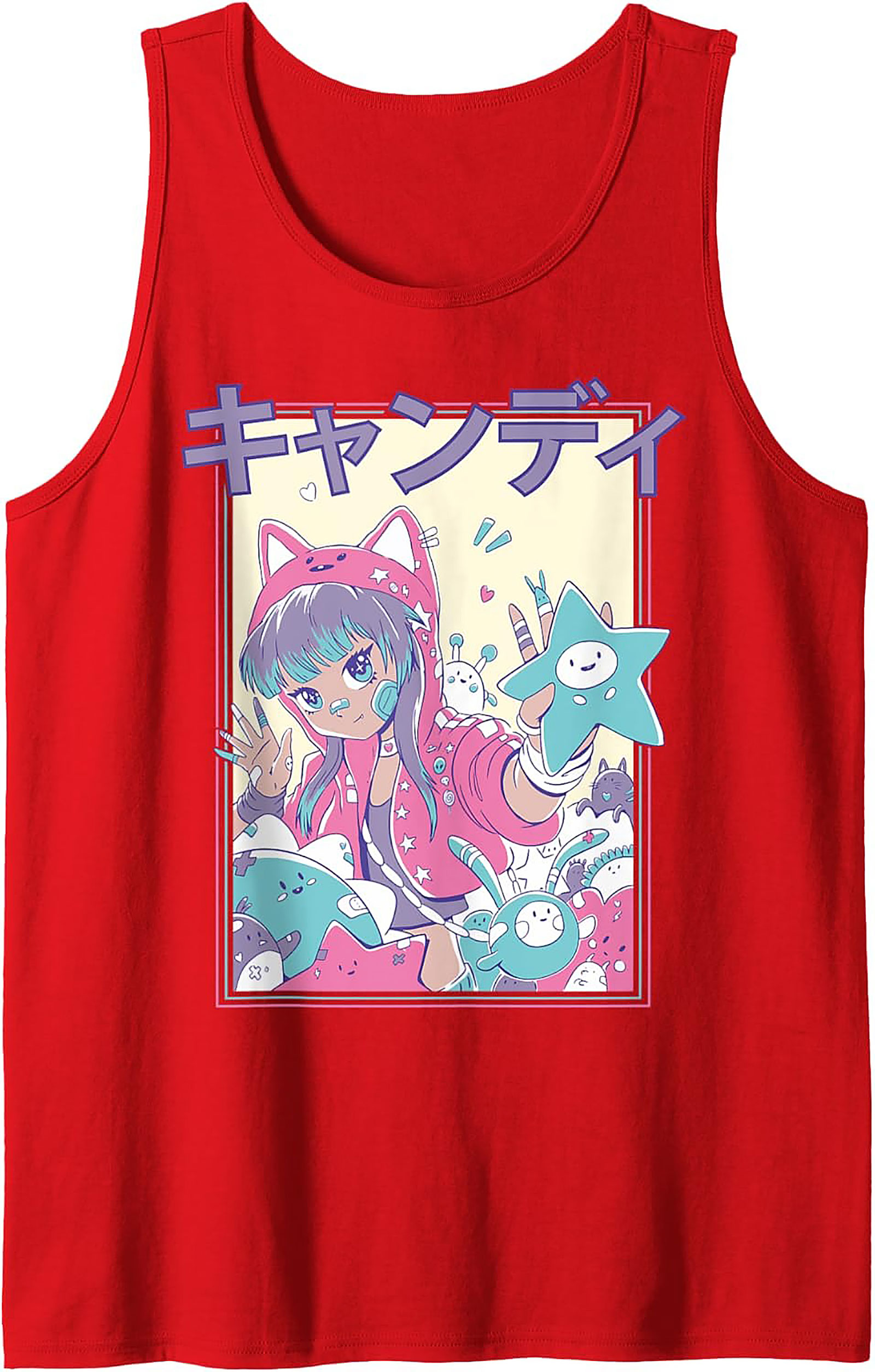Kawaii Anime Tank Top | Pastel Cat Girl Graphic Tee