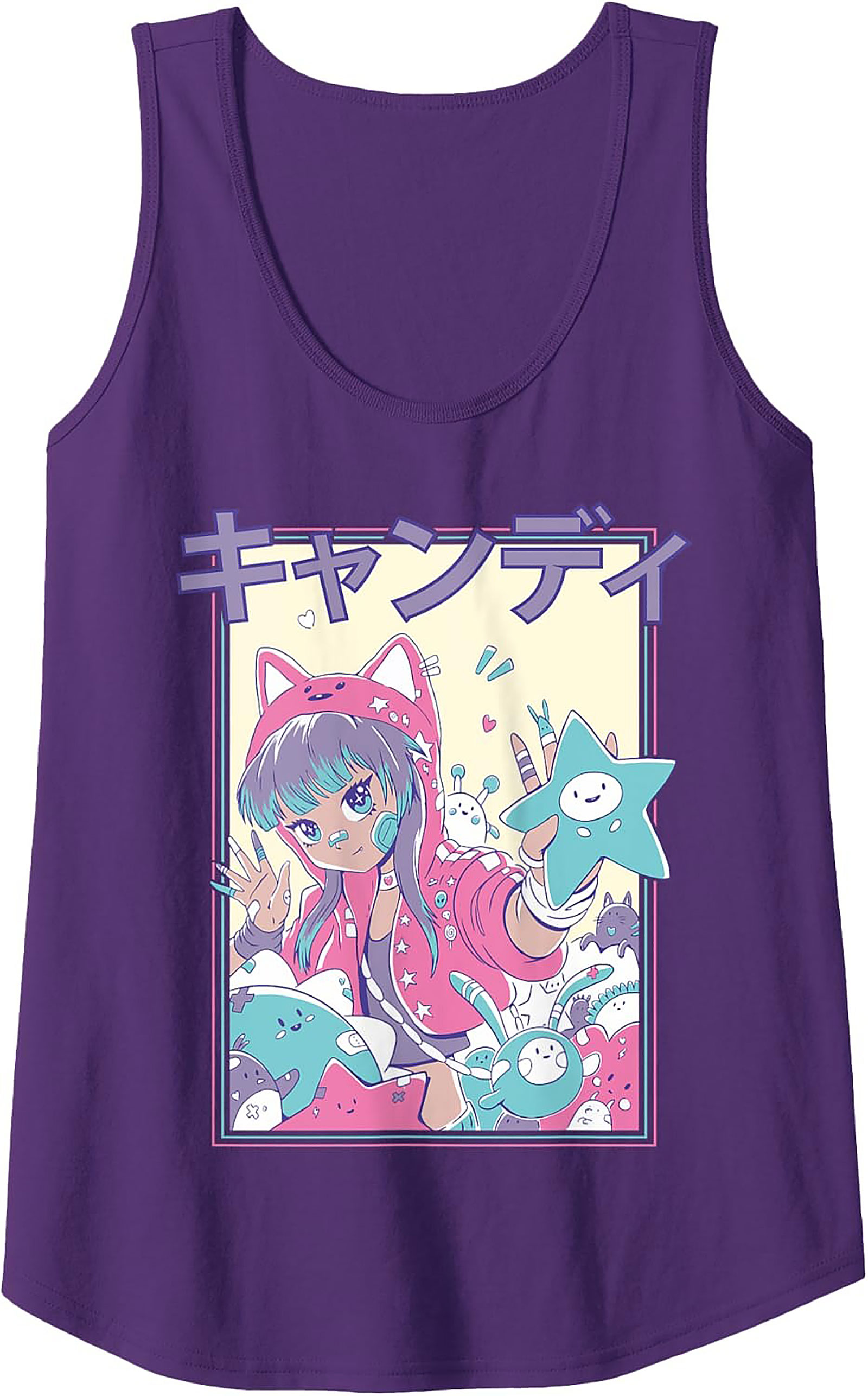 Kawaii Anime Tank Top | Pastel Cat Girl Graphic Tee