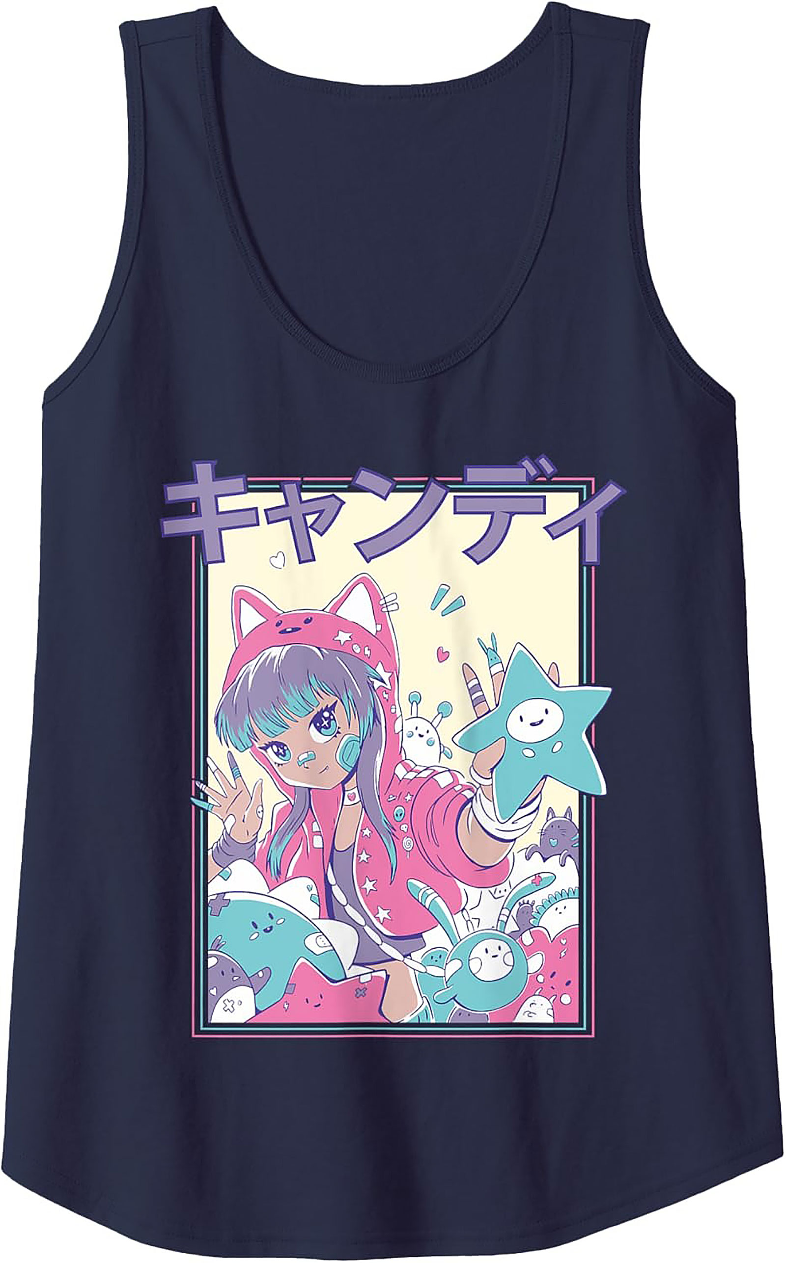 Kawaii Anime Tank Top | Pastel Cat Girl Graphic Tee