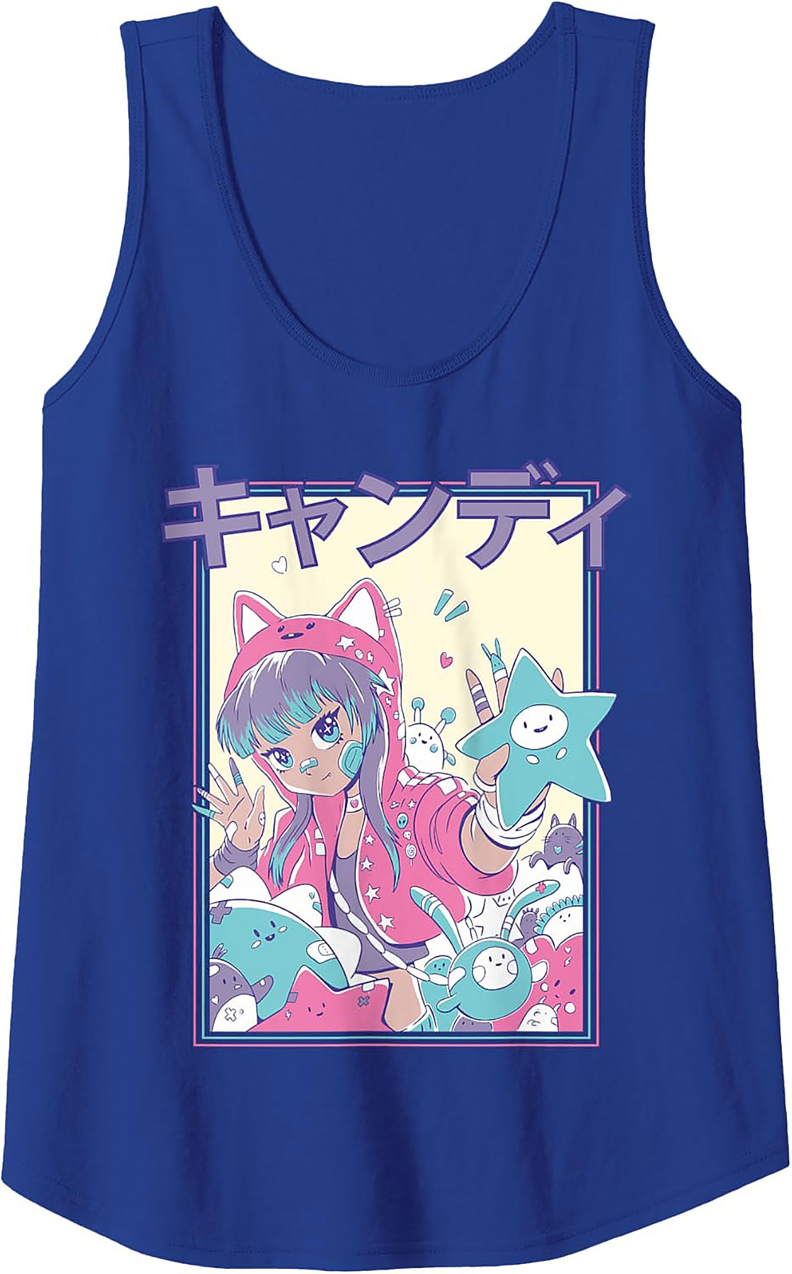 Kawaii Anime Tank Top | Pastel Cat Girl Graphic Tee