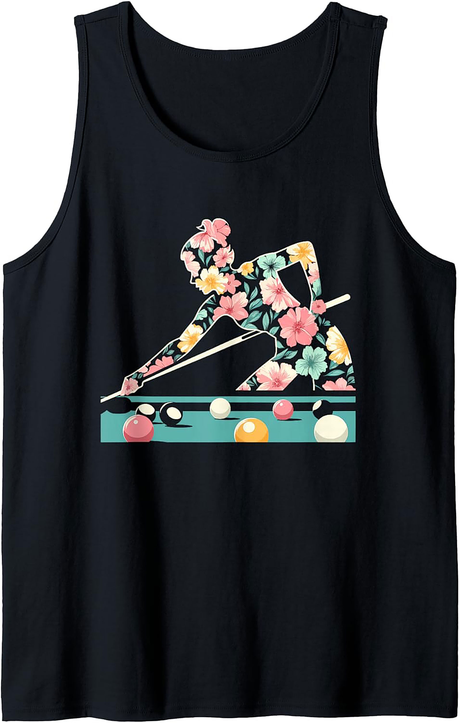 Floral Pool Player Graphic Tank Breathable Unisex Sleeveless Shirt