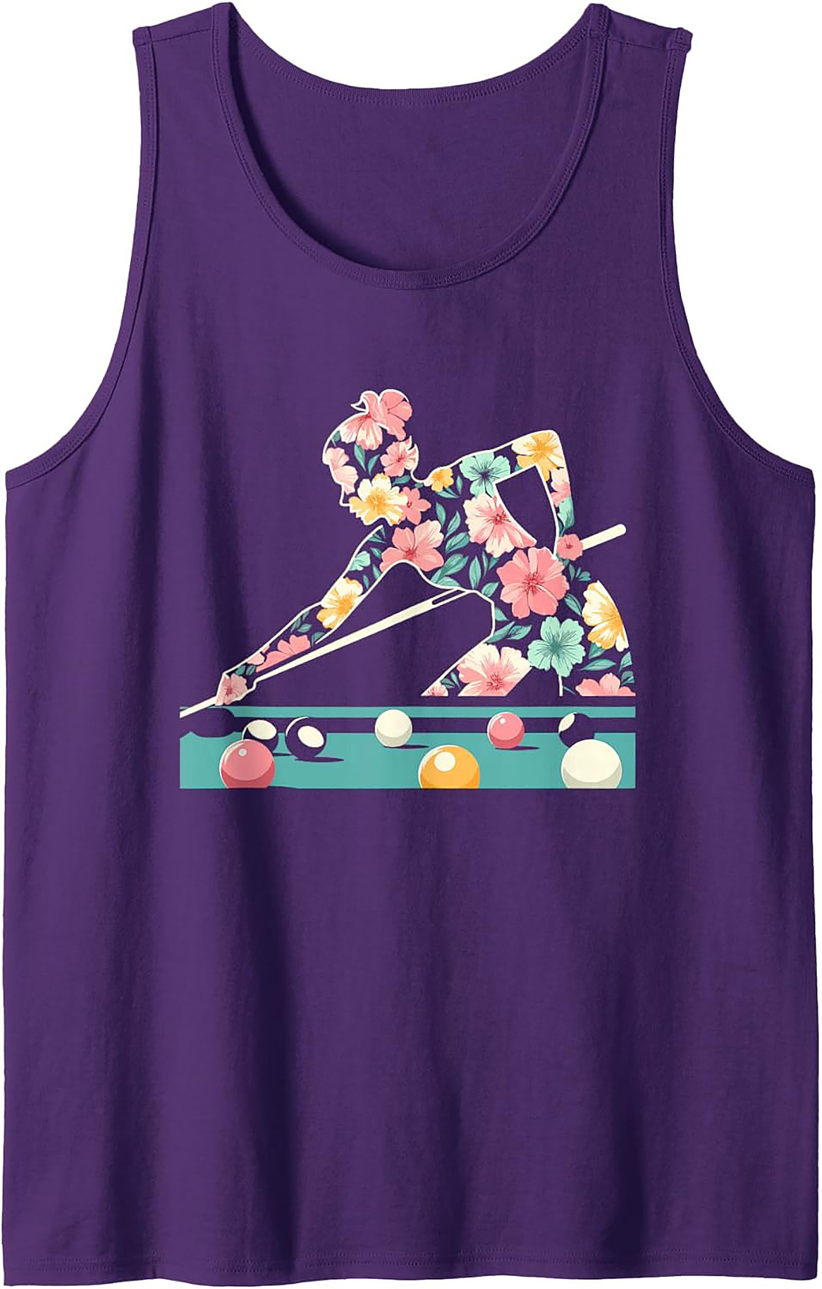 Floral Pool Player Graphic Tank Breathable Unisex Sleeveless Shirt