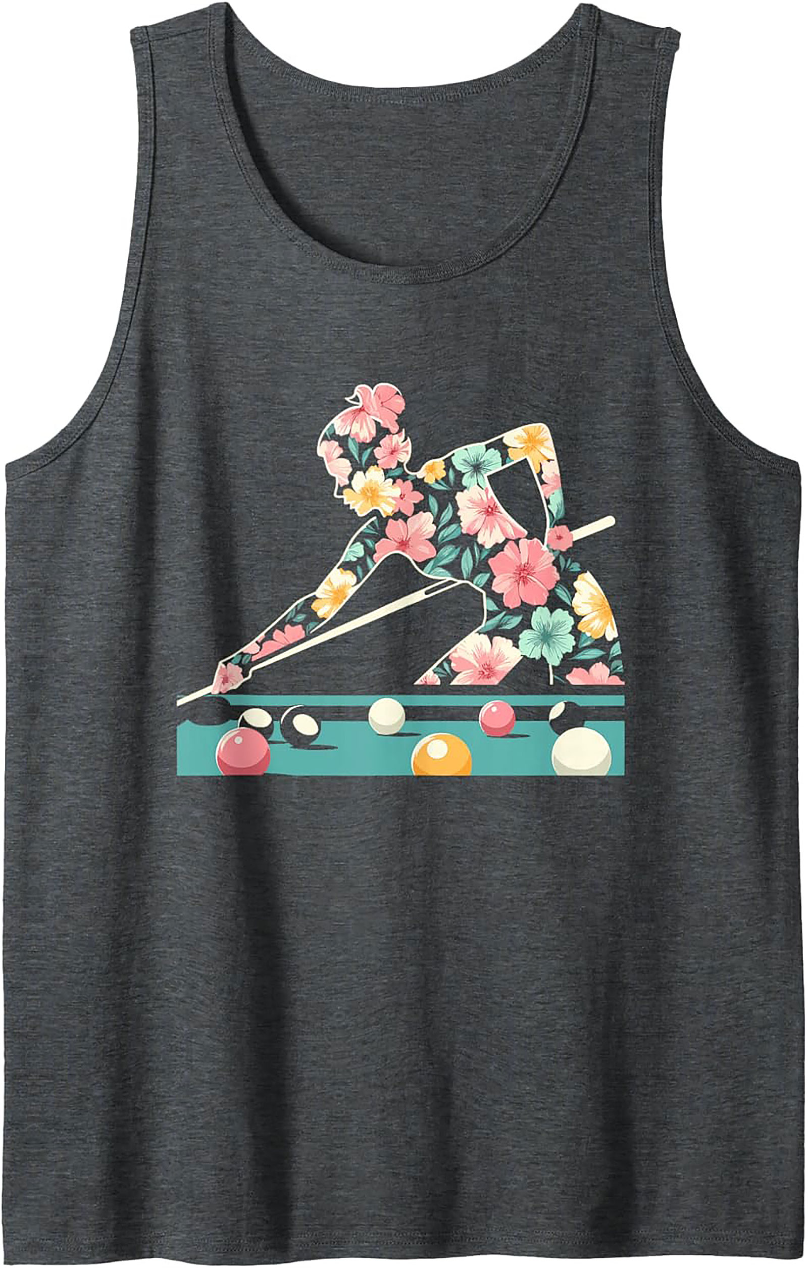 Floral Pool Player Graphic Tank Breathable Unisex Sleeveless Shirt
