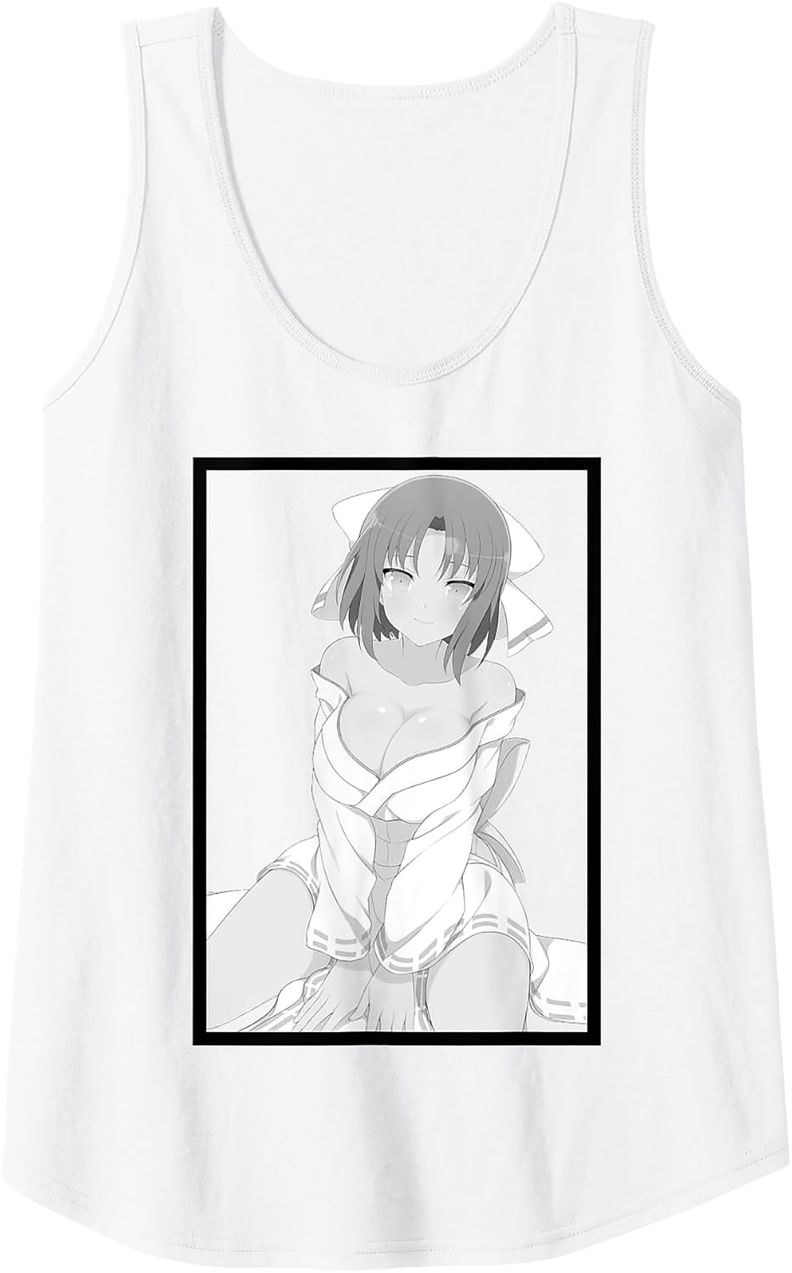 Anime Waifu Tank Top | Monochrome Graphic Sleeveless Shirt