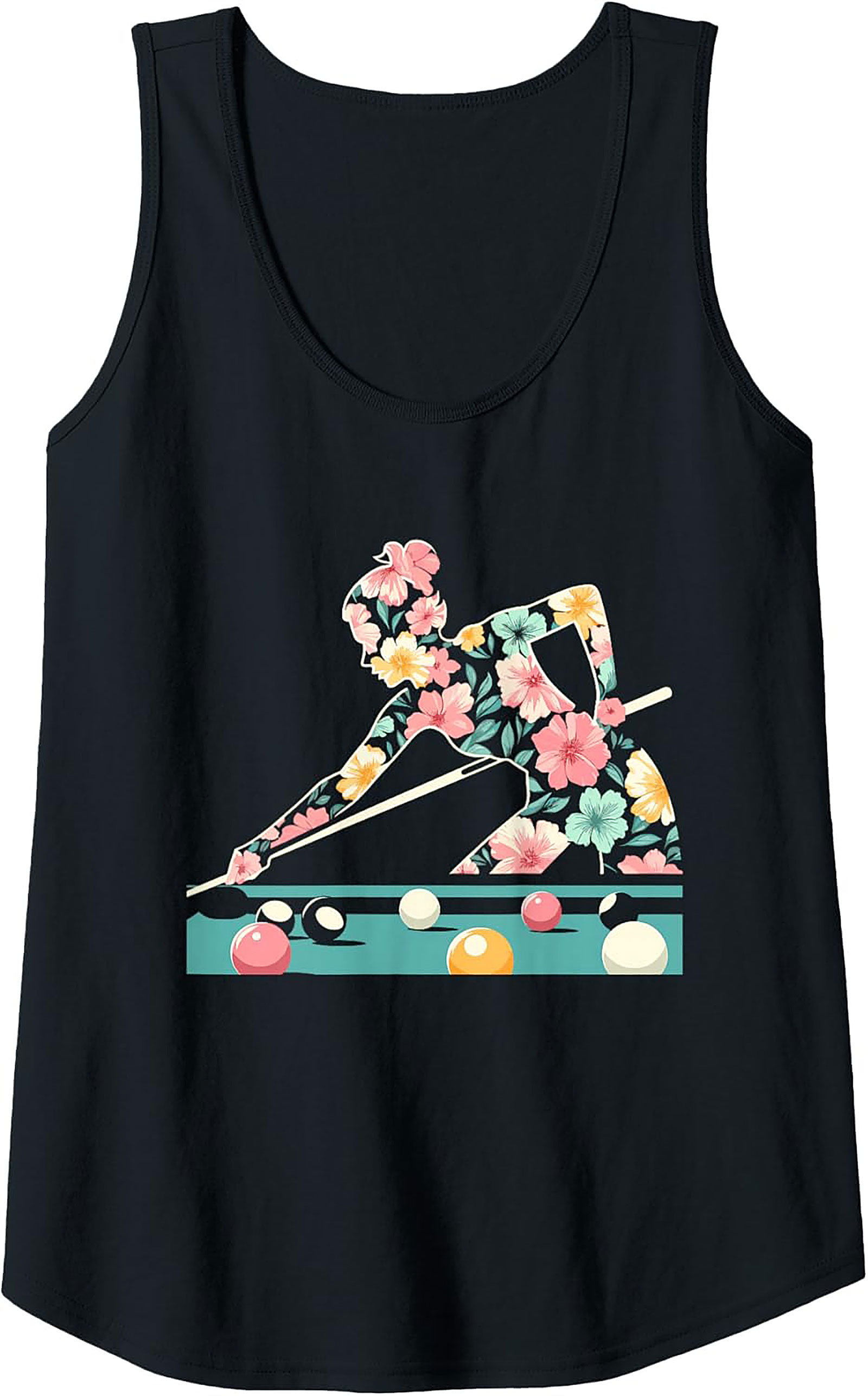 Floral Pool Player Graphic Tank Breathable Unisex Sleeveless Shirt