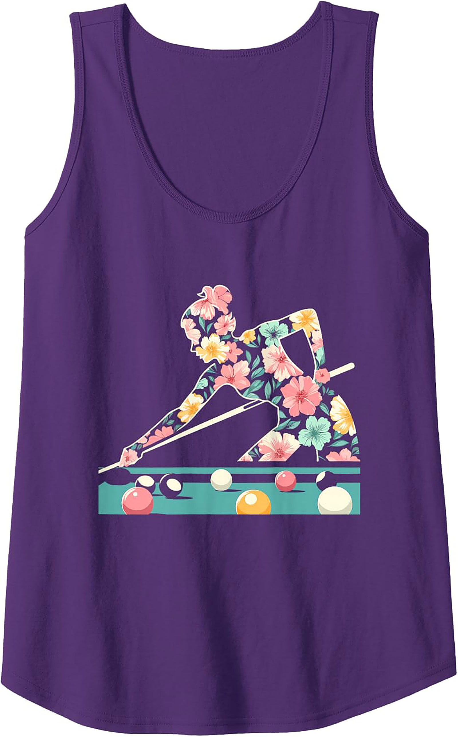 Floral Pool Player Graphic Tank Breathable Unisex Sleeveless Shirt