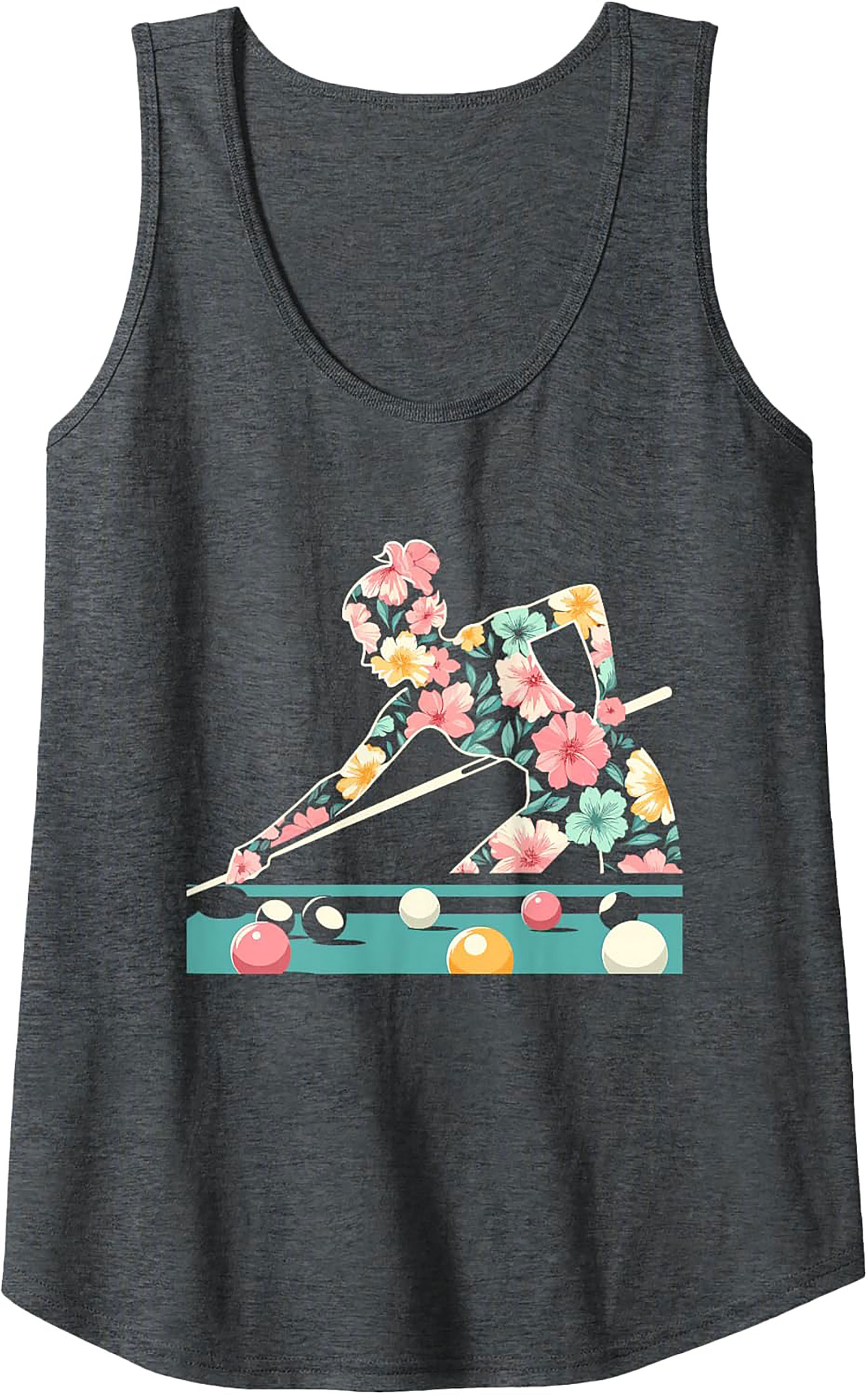 Floral Pool Player Graphic Tank Breathable Unisex Sleeveless Shirt