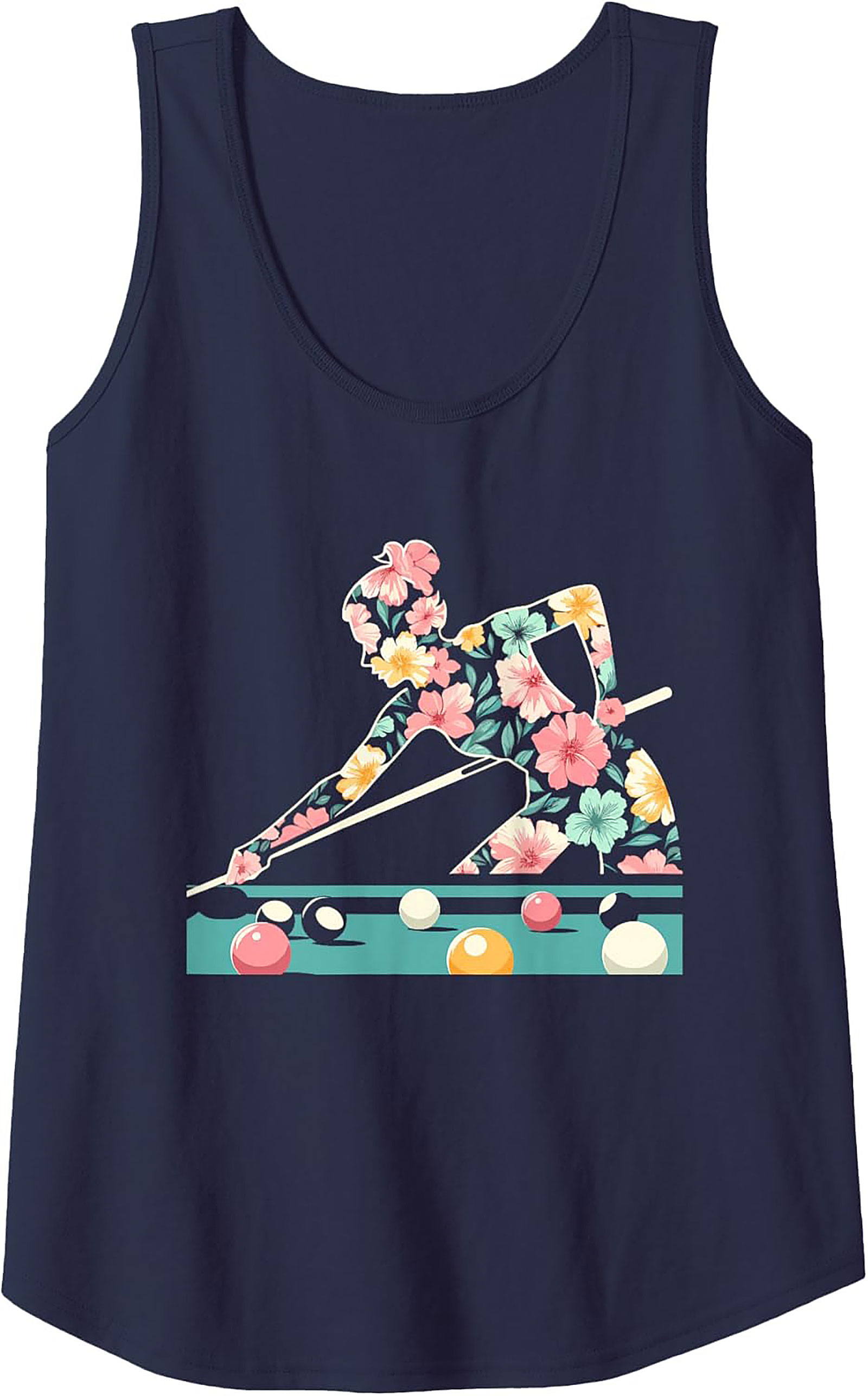 Floral Pool Player Graphic Tank Breathable Unisex Sleeveless Shirt