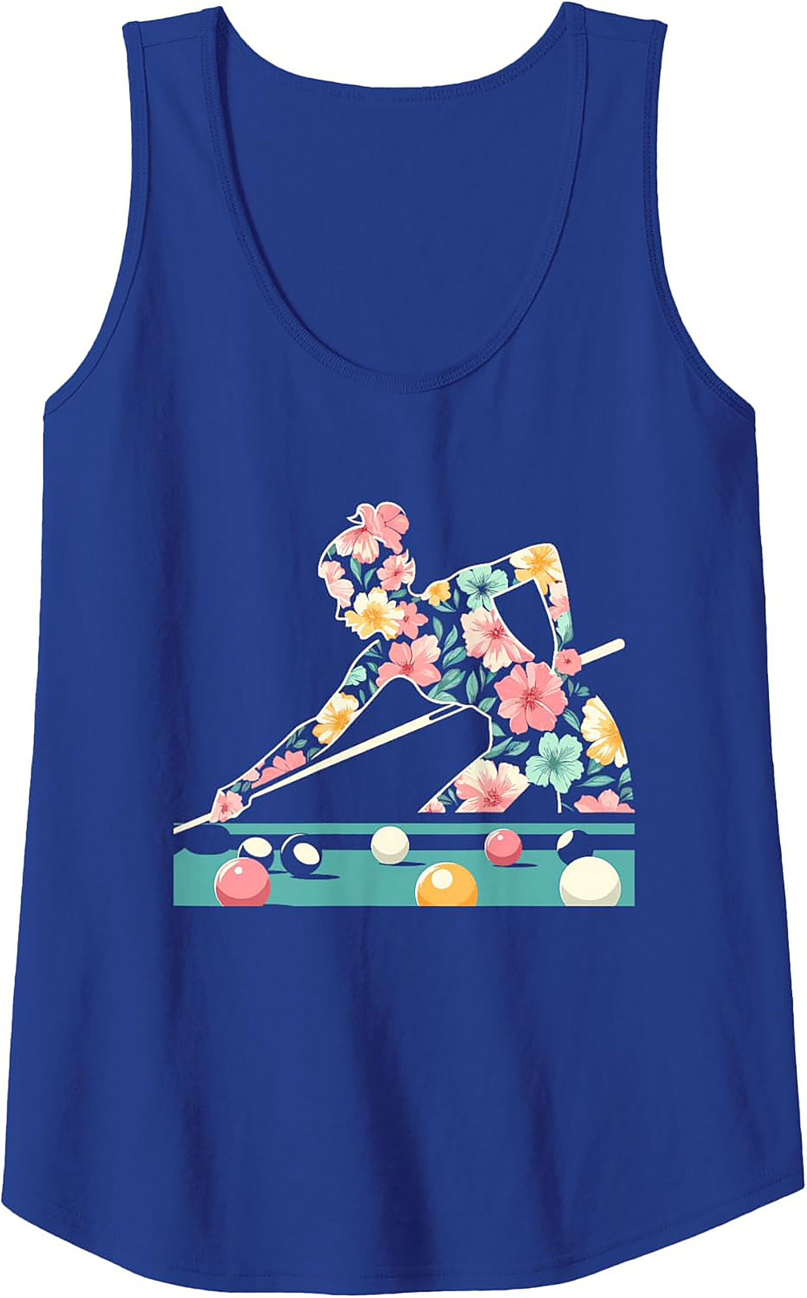 Floral Pool Player Graphic Tank Breathable Unisex Sleeveless Shirt