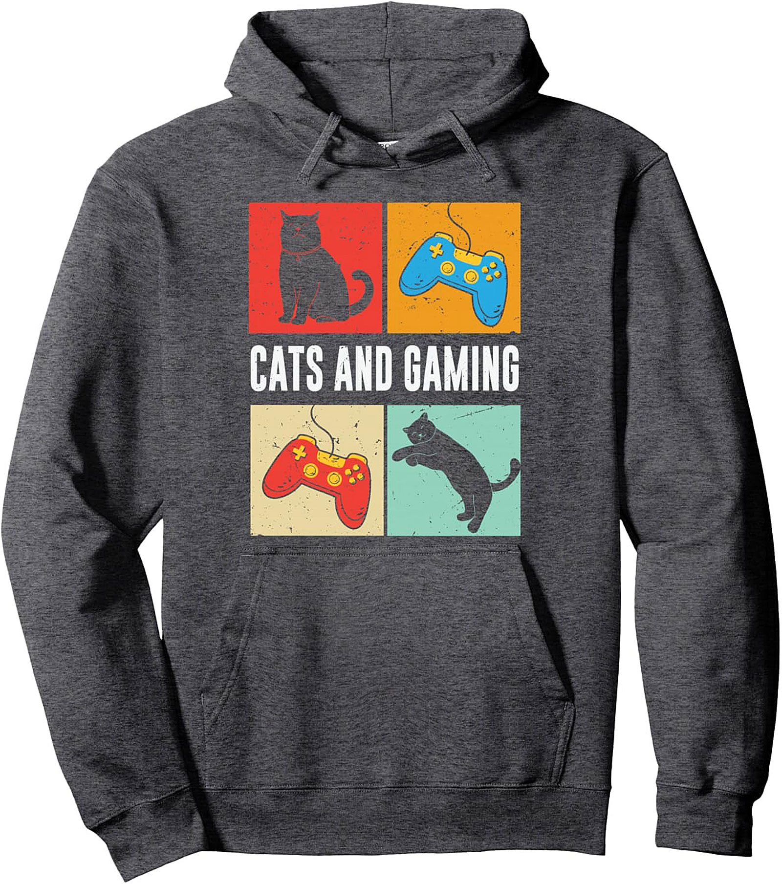 Cat Gaming Pullover Hoodie Retro Gamer & Cat Lover Gift