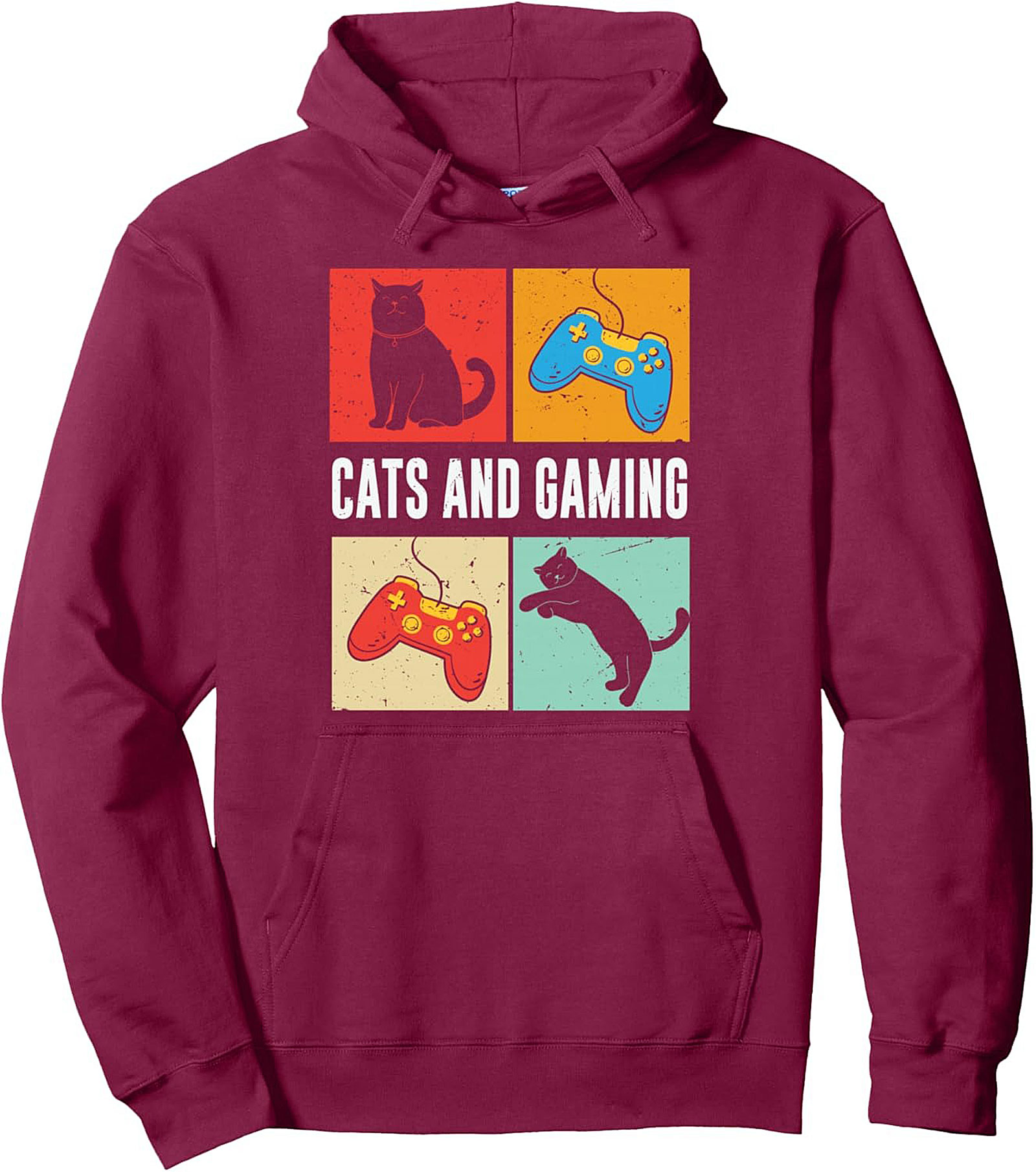 Cat Gaming Pullover Hoodie Retro Gamer & Cat Lover Gift