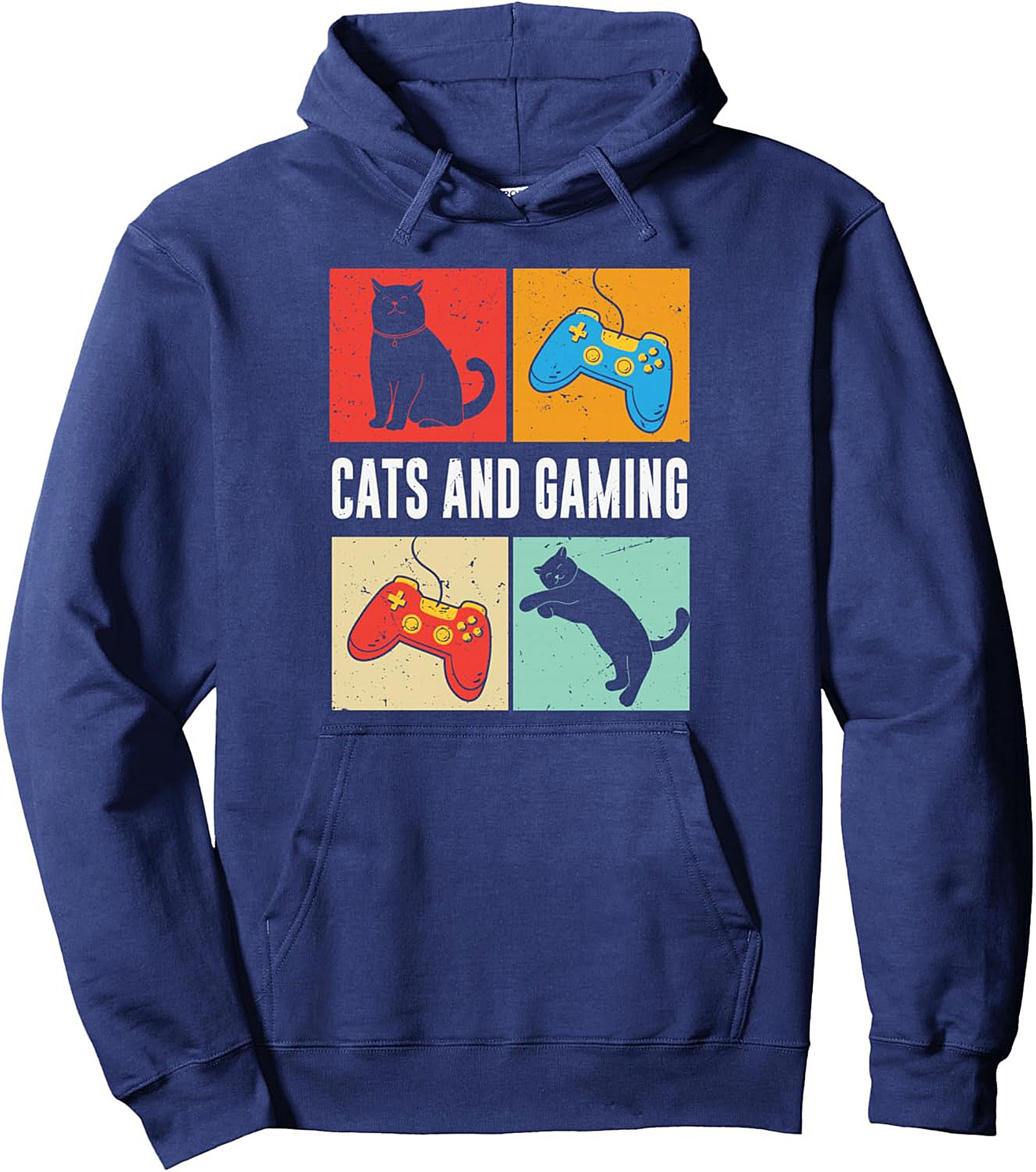Cat Gaming Pullover Hoodie Retro Gamer & Cat Lover Gift