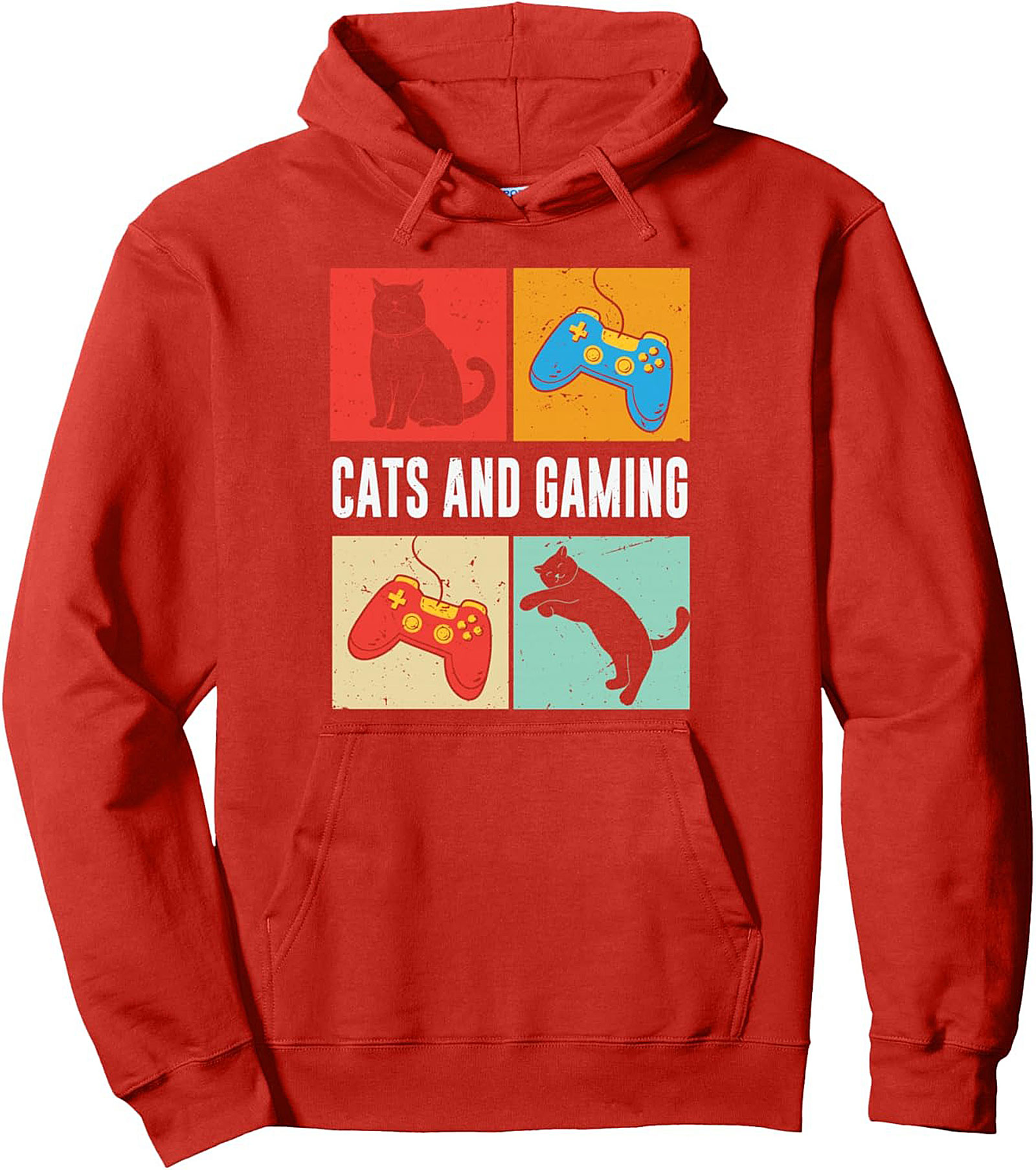 Cat Gaming Pullover Hoodie Retro Gamer & Cat Lover Gift