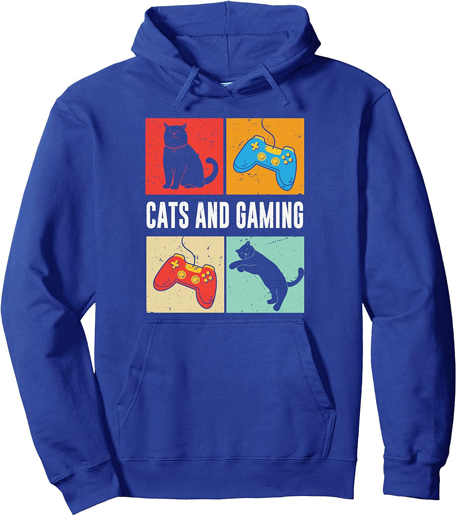 Cat Gaming Pullover Hoodie Retro Gamer & Cat Lover Gift