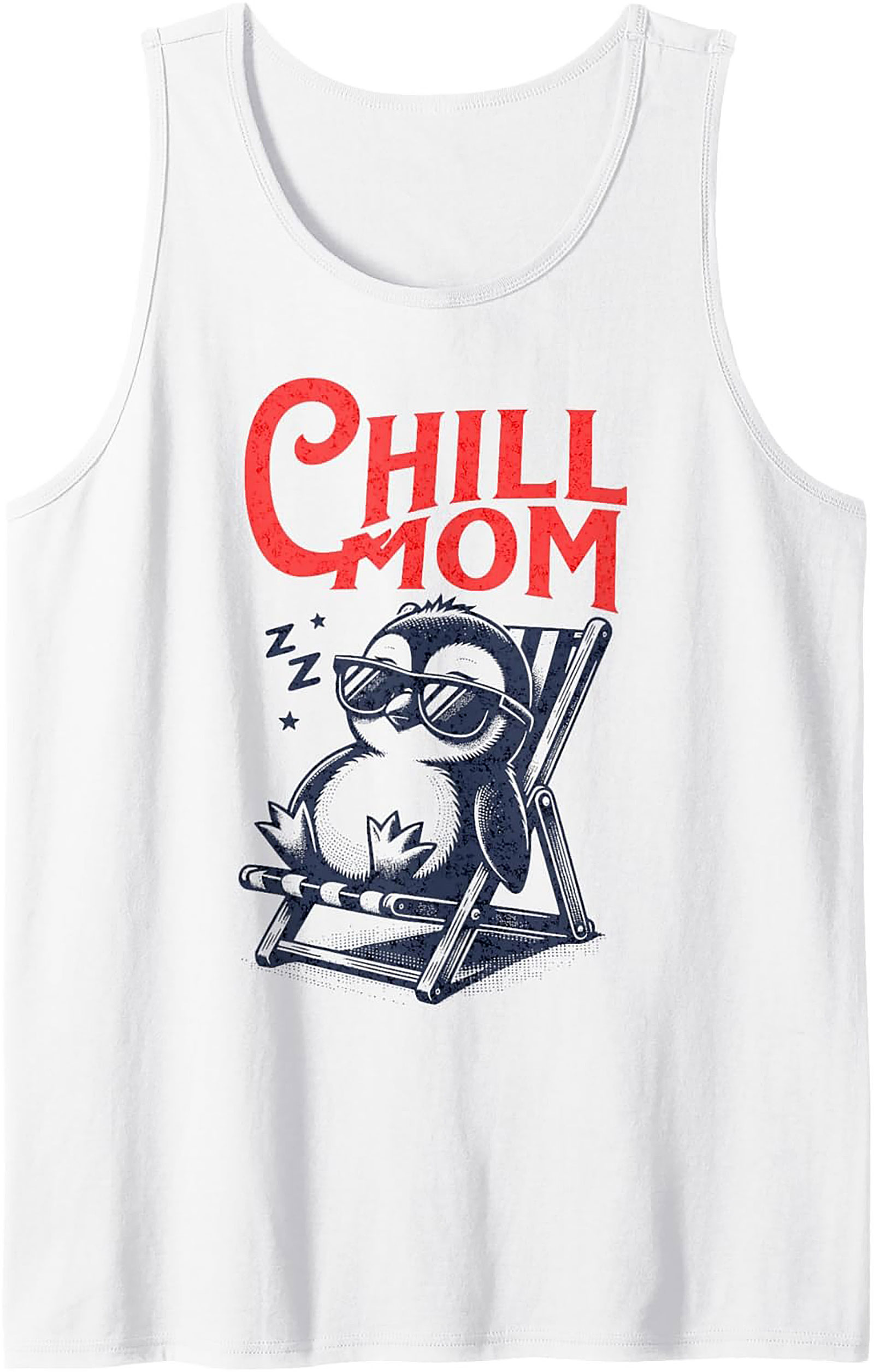 Chill Mom Graphic Tank Relaxed Penguin Sleeveless Shirt