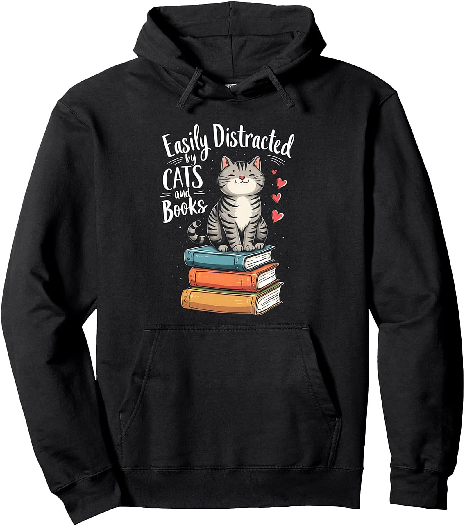 Cat Lover Pullover Hoodie – Easily Distracted by Books