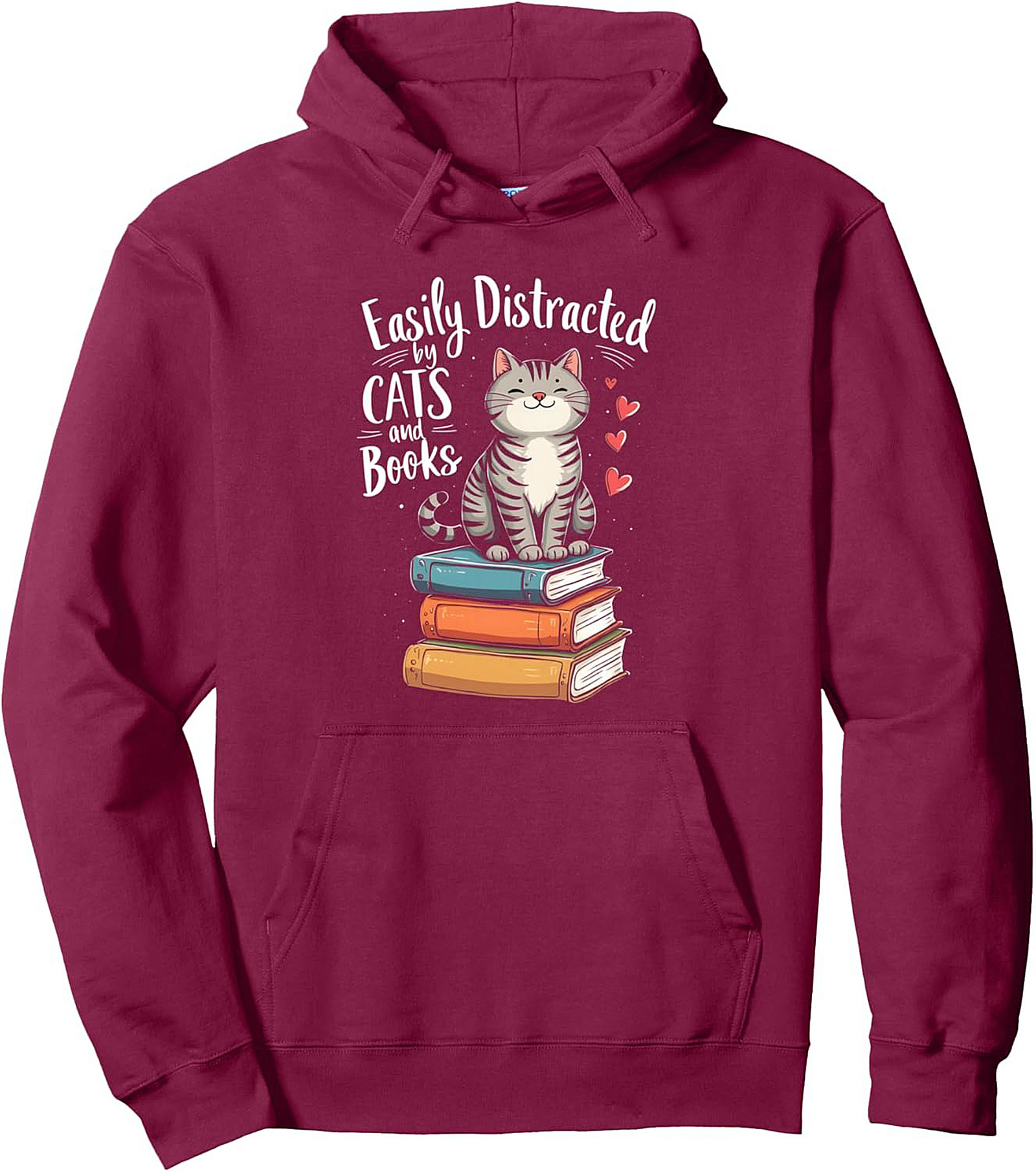 Cat Lover Pullover Hoodie – Easily Distracted by Books