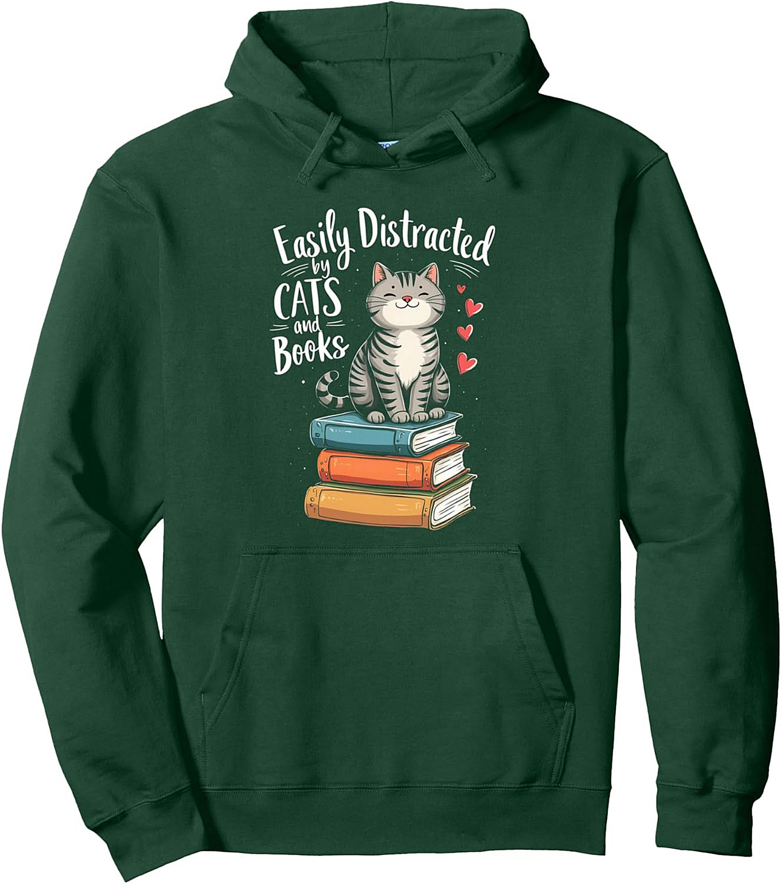 Cat Lover Pullover Hoodie – Easily Distracted by Books