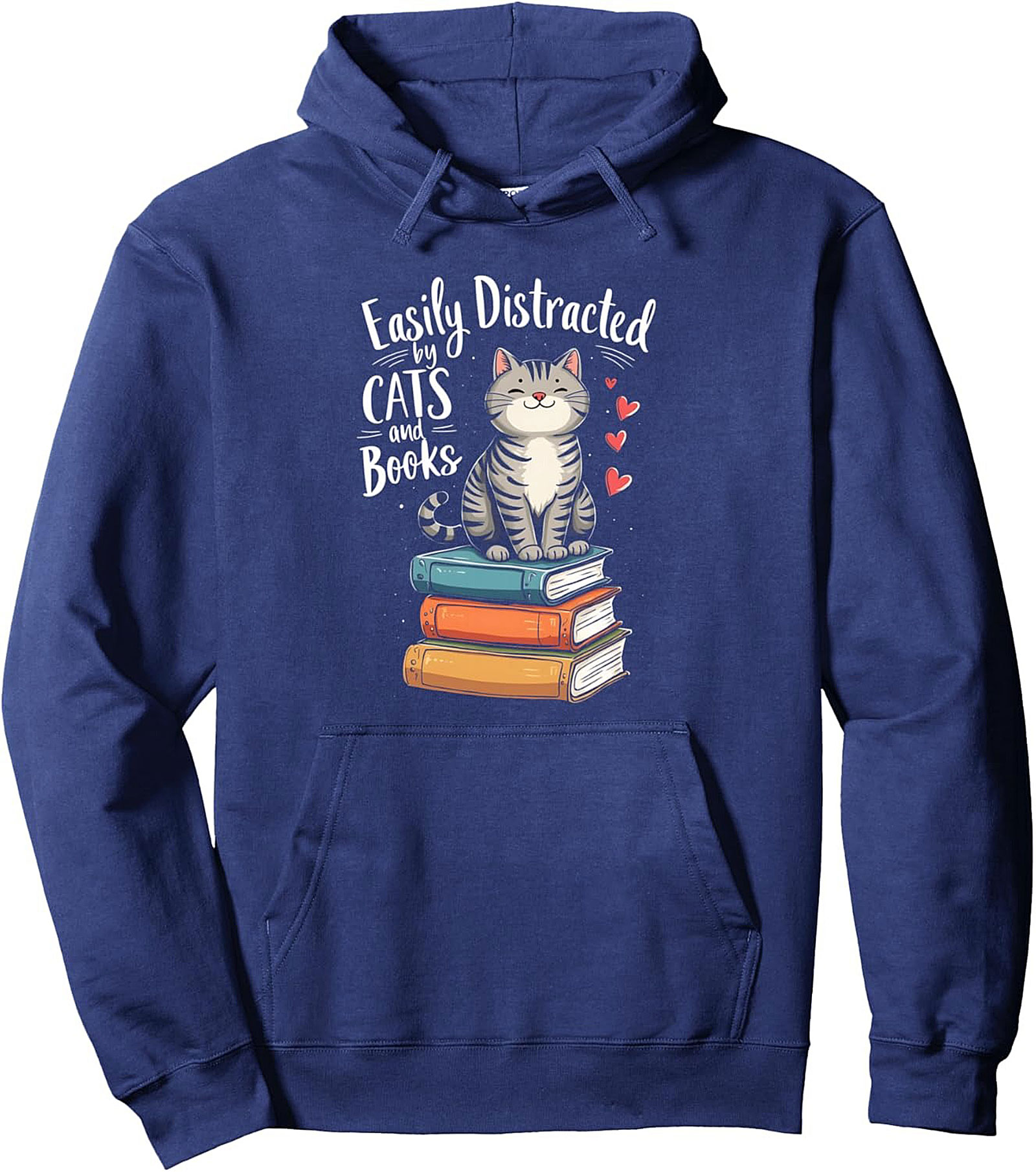 Cat Lover Pullover Hoodie – Easily Distracted by Books