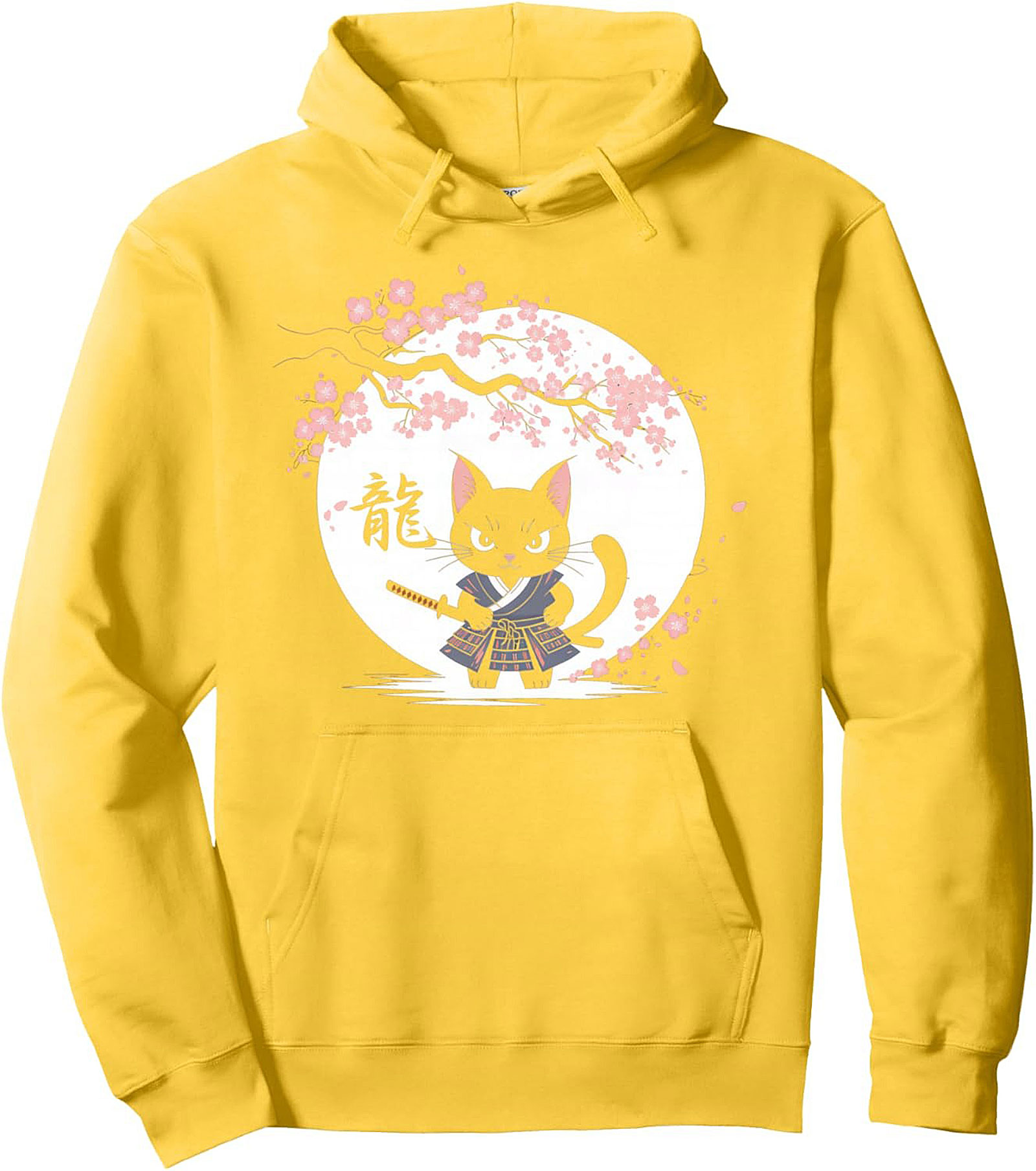 Neko Samurai Cat Graphic Hoodie Cozy Japanese Pullover