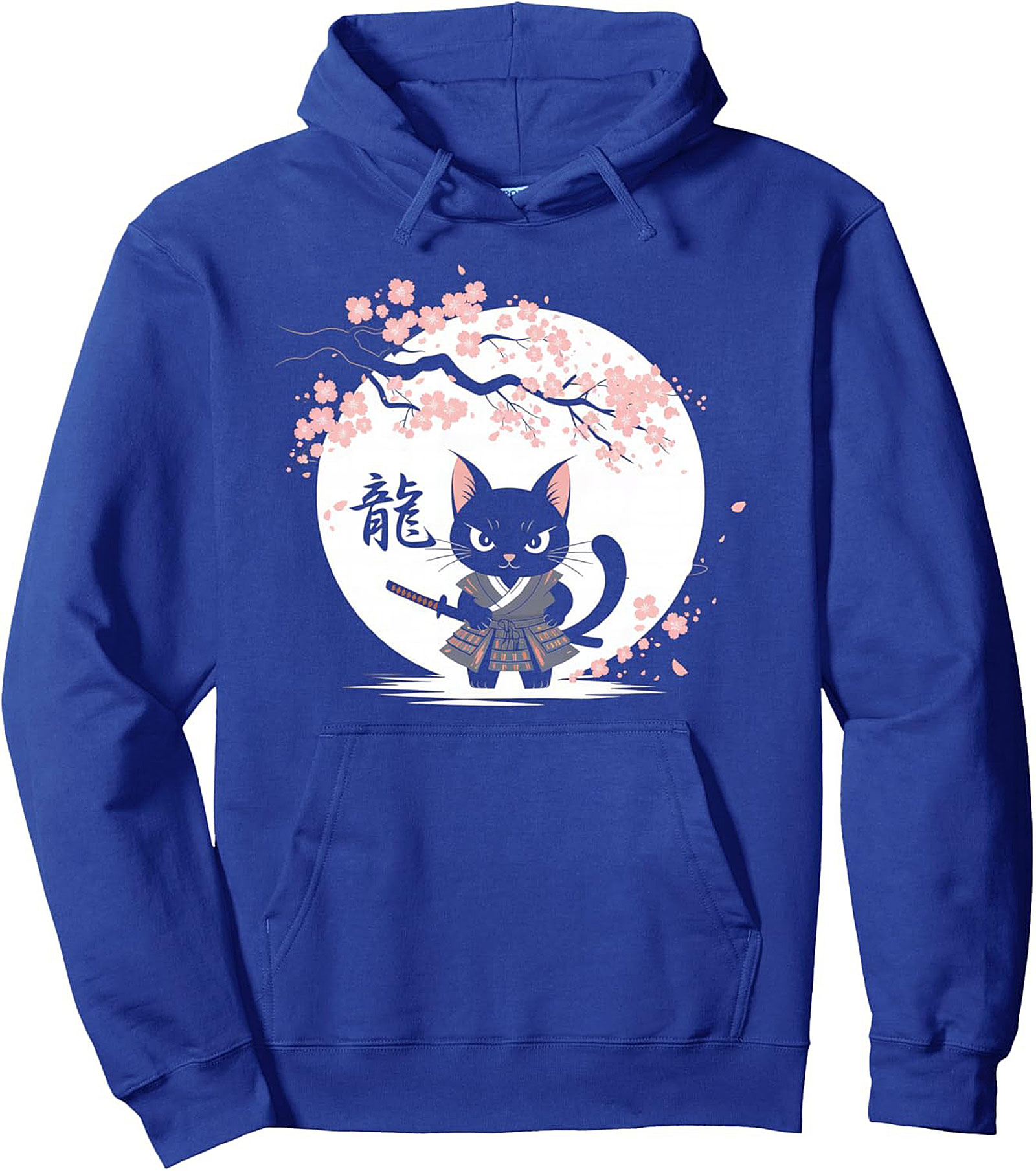Neko Samurai Cat Graphic Hoodie Cozy Japanese Pullover