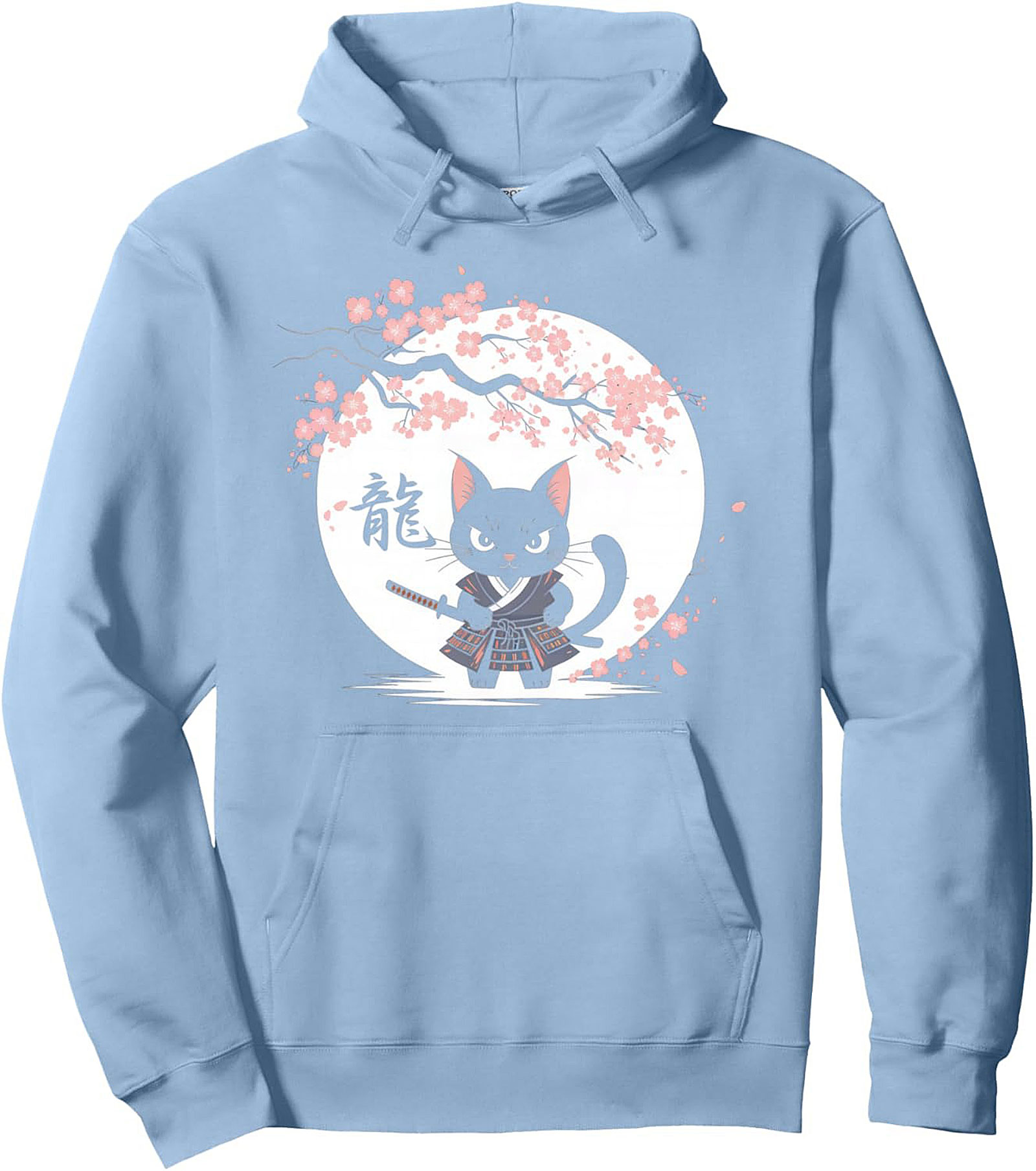 Neko Samurai Cat Graphic Hoodie Cozy Japanese Pullover