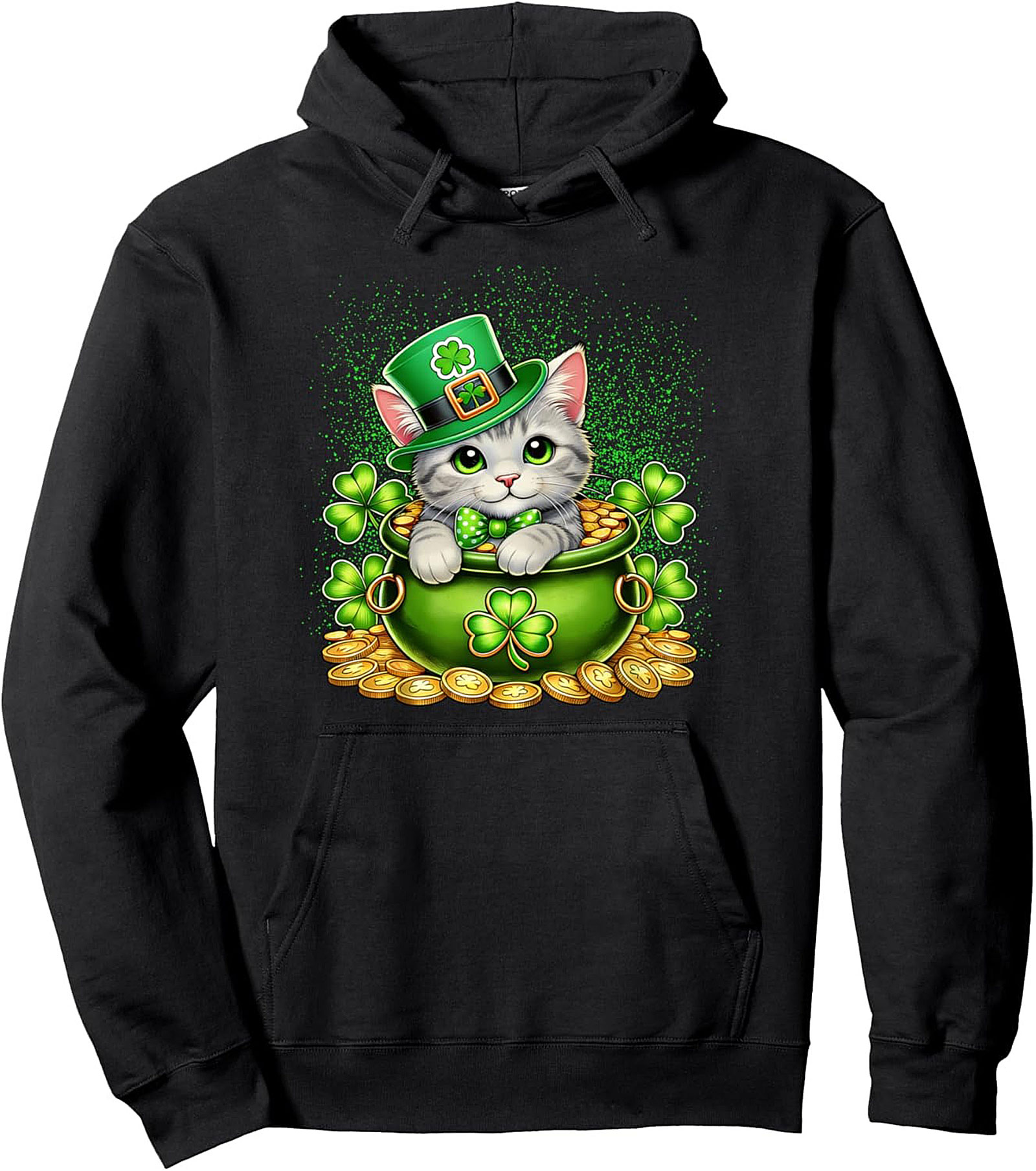 Lucky Cat St. Patrick’s Day Graphic Pullover Hoodie